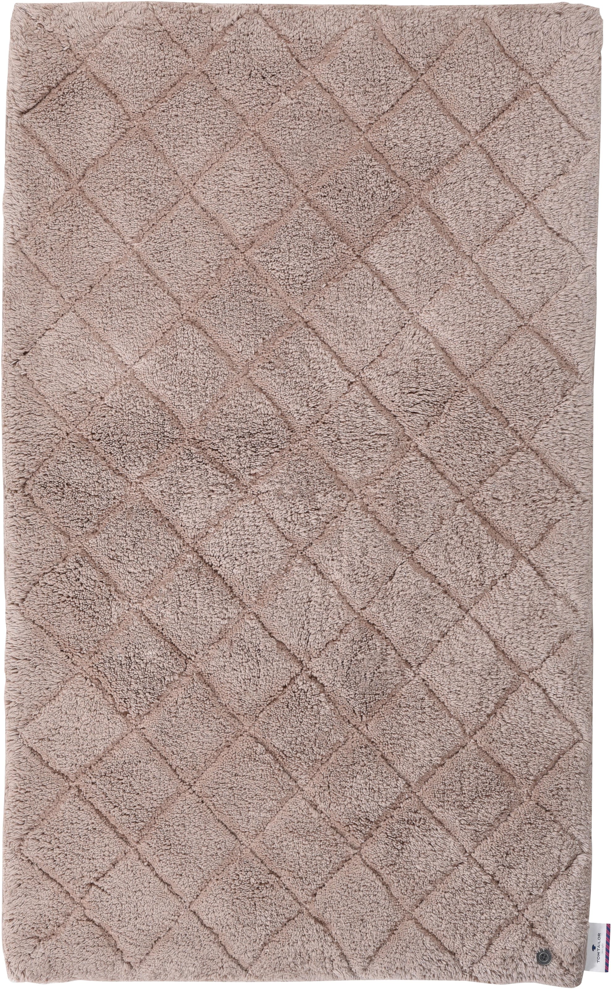 TOM TAILOR HOME Badematte »Cotton Diamond«, Höhe 20 mm, rutschhemmend beschichtet, fußbodenheizungsgeeignet-strapazierfähig, Uni Farben, Pastell Farben, Rauten, reine Baumwolle, weich & kuschelig