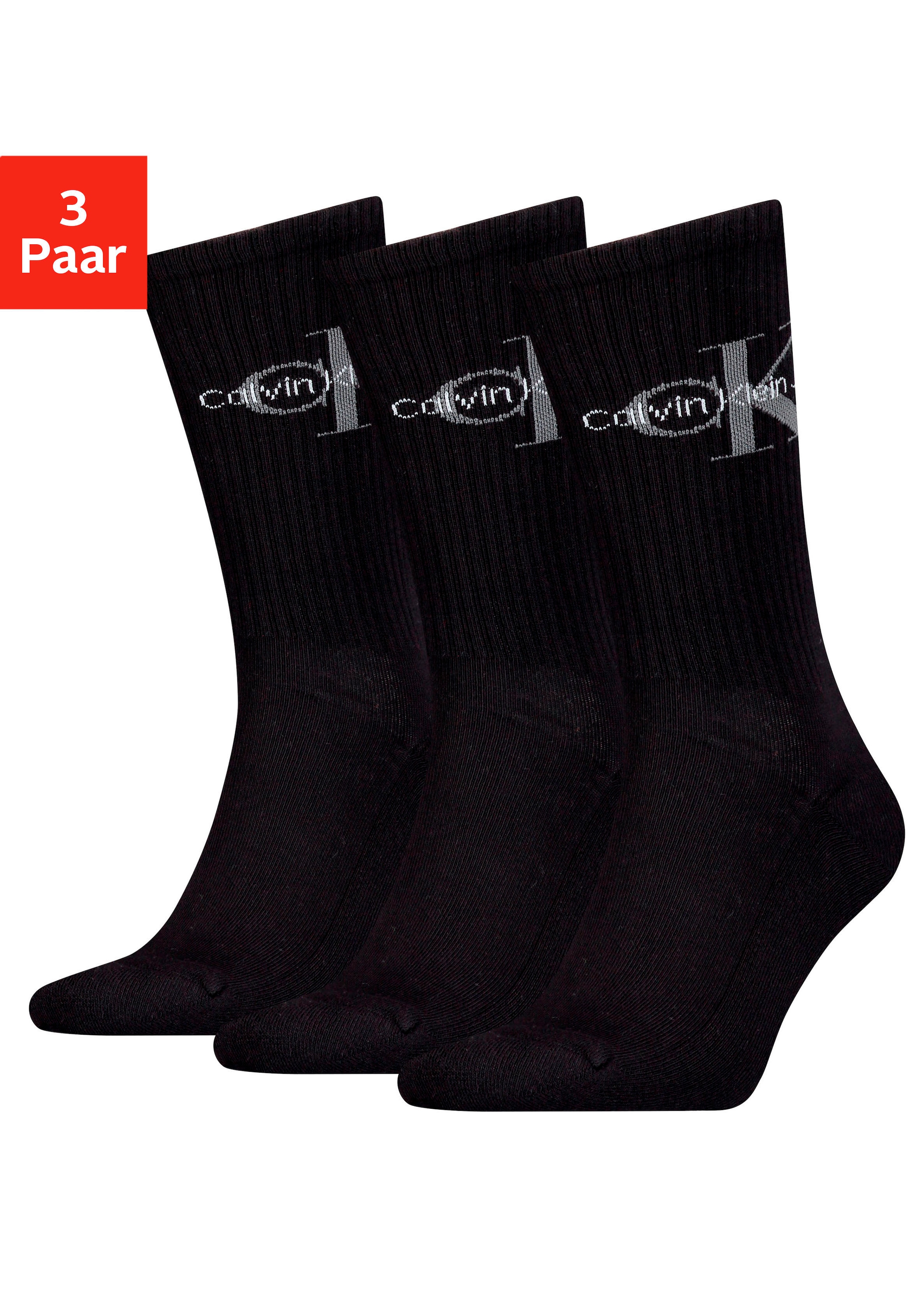 Socken, (3 Paar), mit eingestricktem Logo im Bund