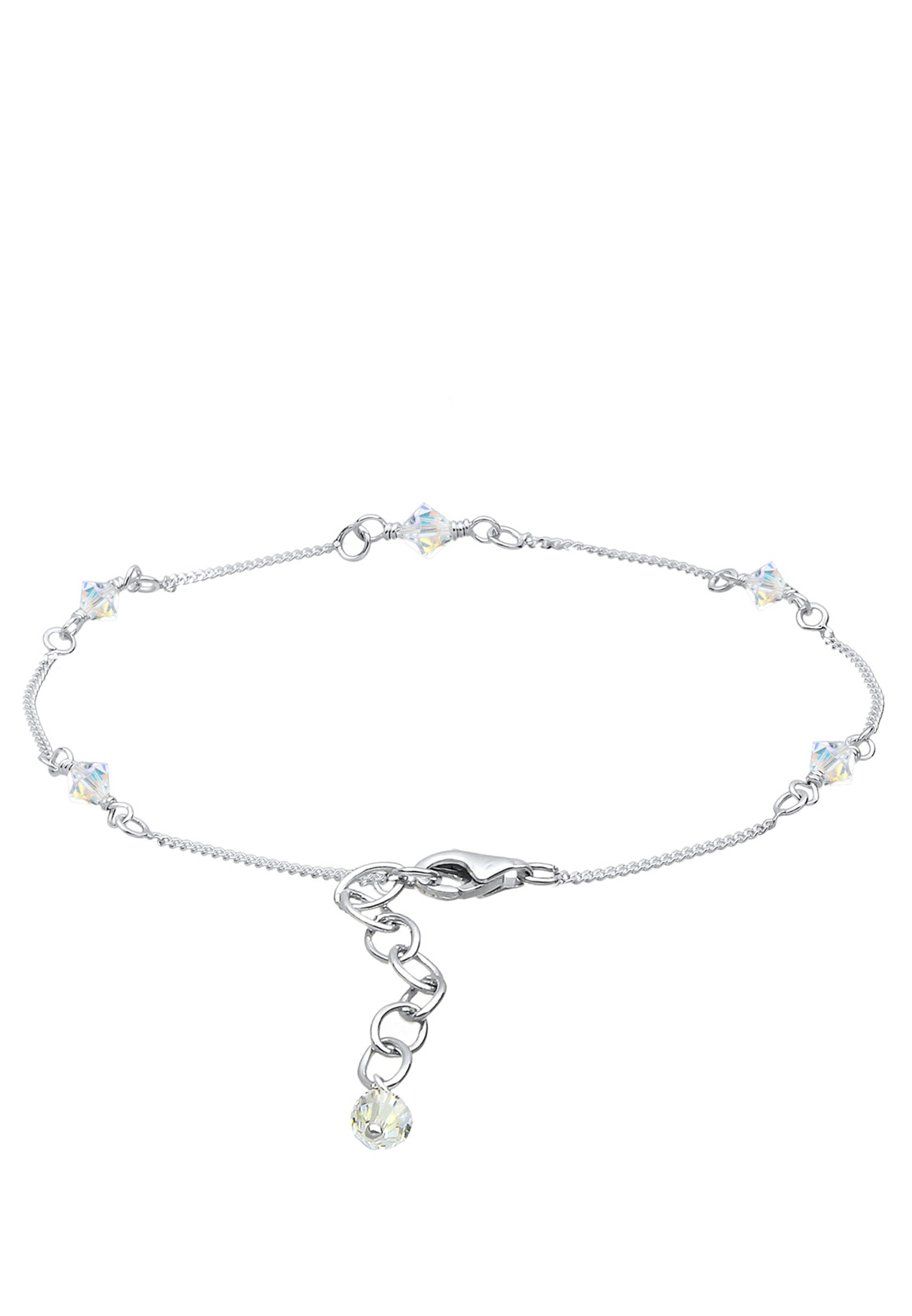 Elli Fußkette »Fußschmuck Basic Strand Bead Kristalle 925 Silber«