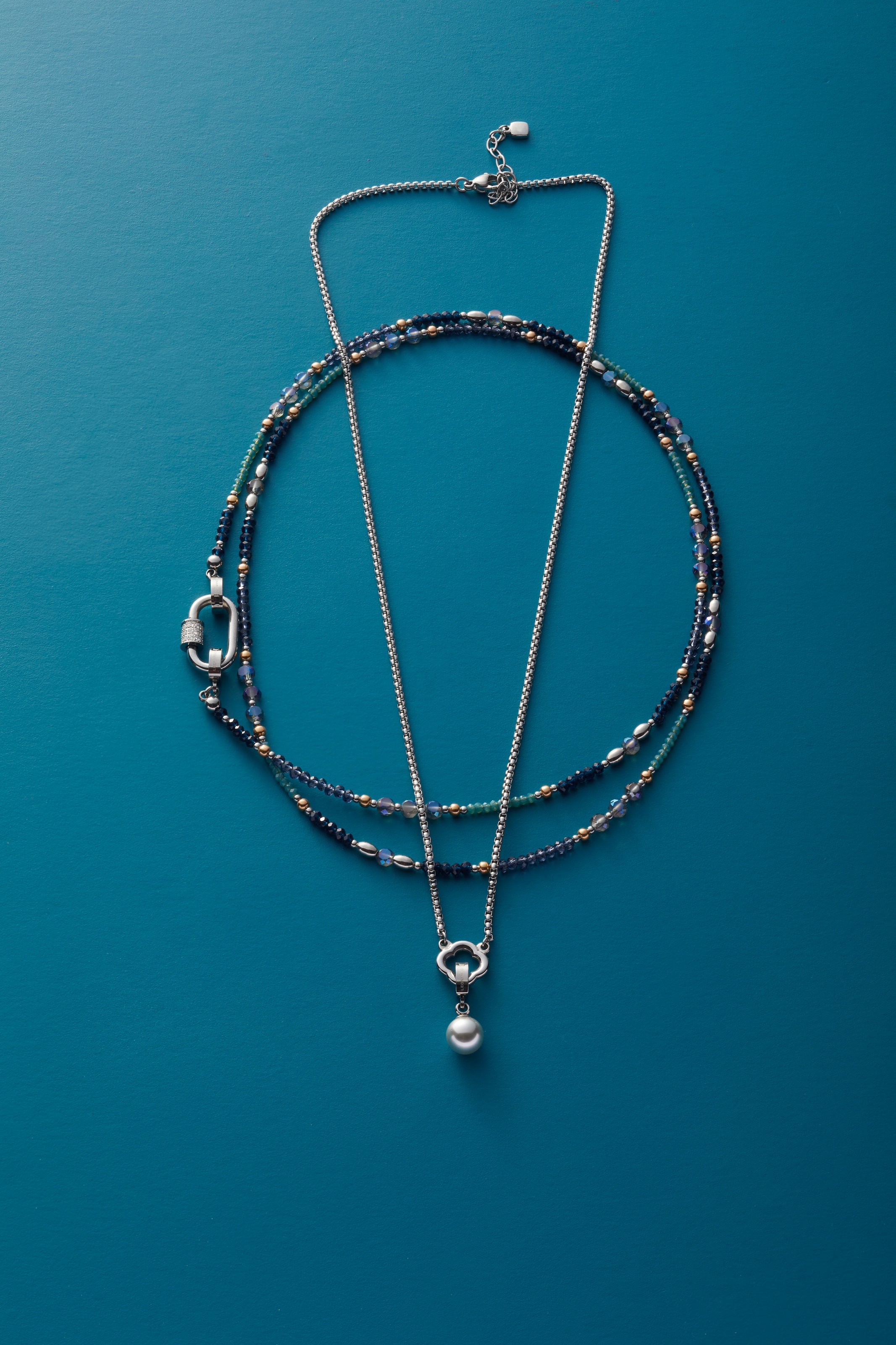 LEONARDO Charm-Kette »Halskette Natalina Clip&Mix, 024368«, mit Glasperle