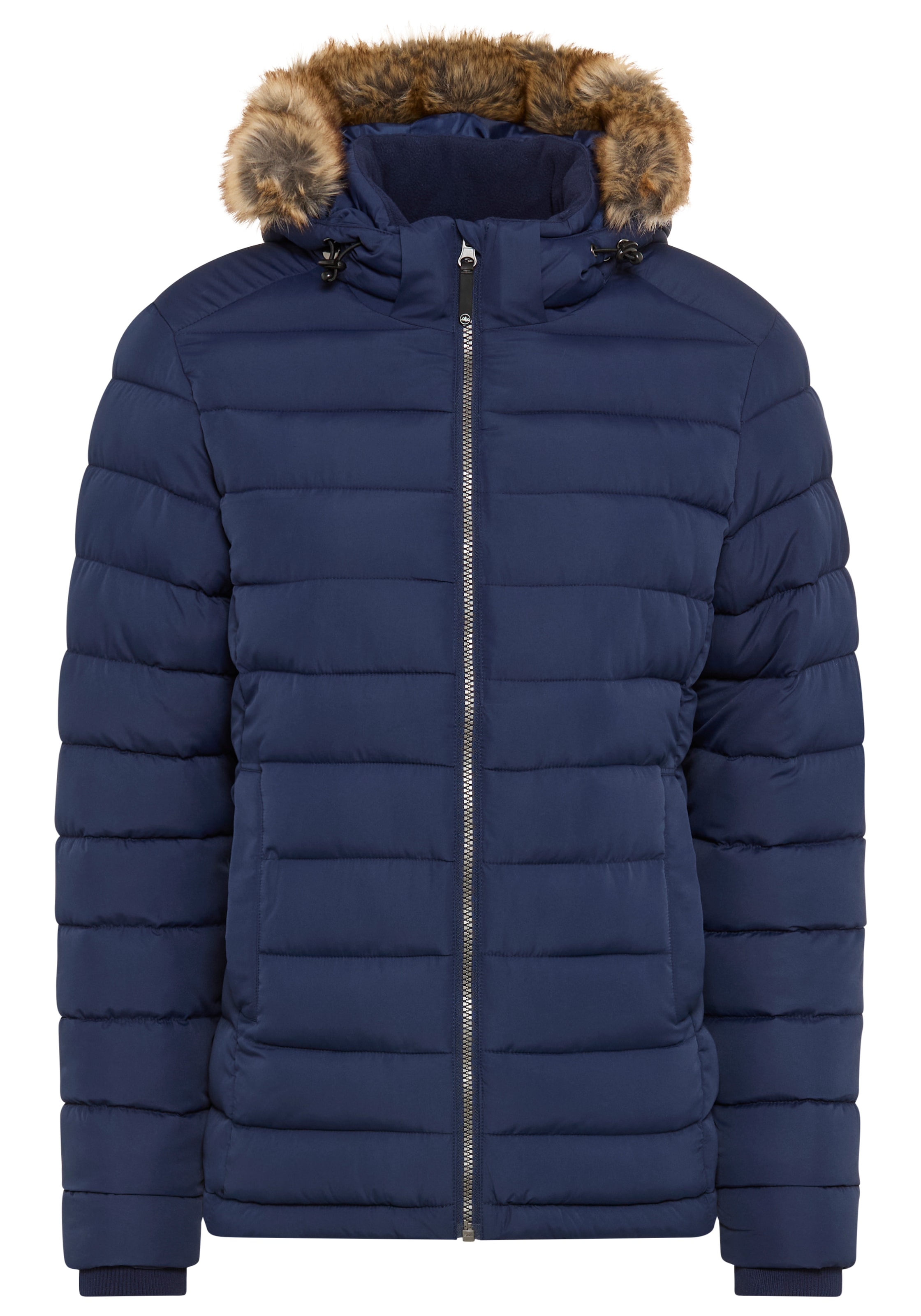 Polarino Steppjacke, mit Kapuze, Kapuze mit Fellimitat zum Abnehmen