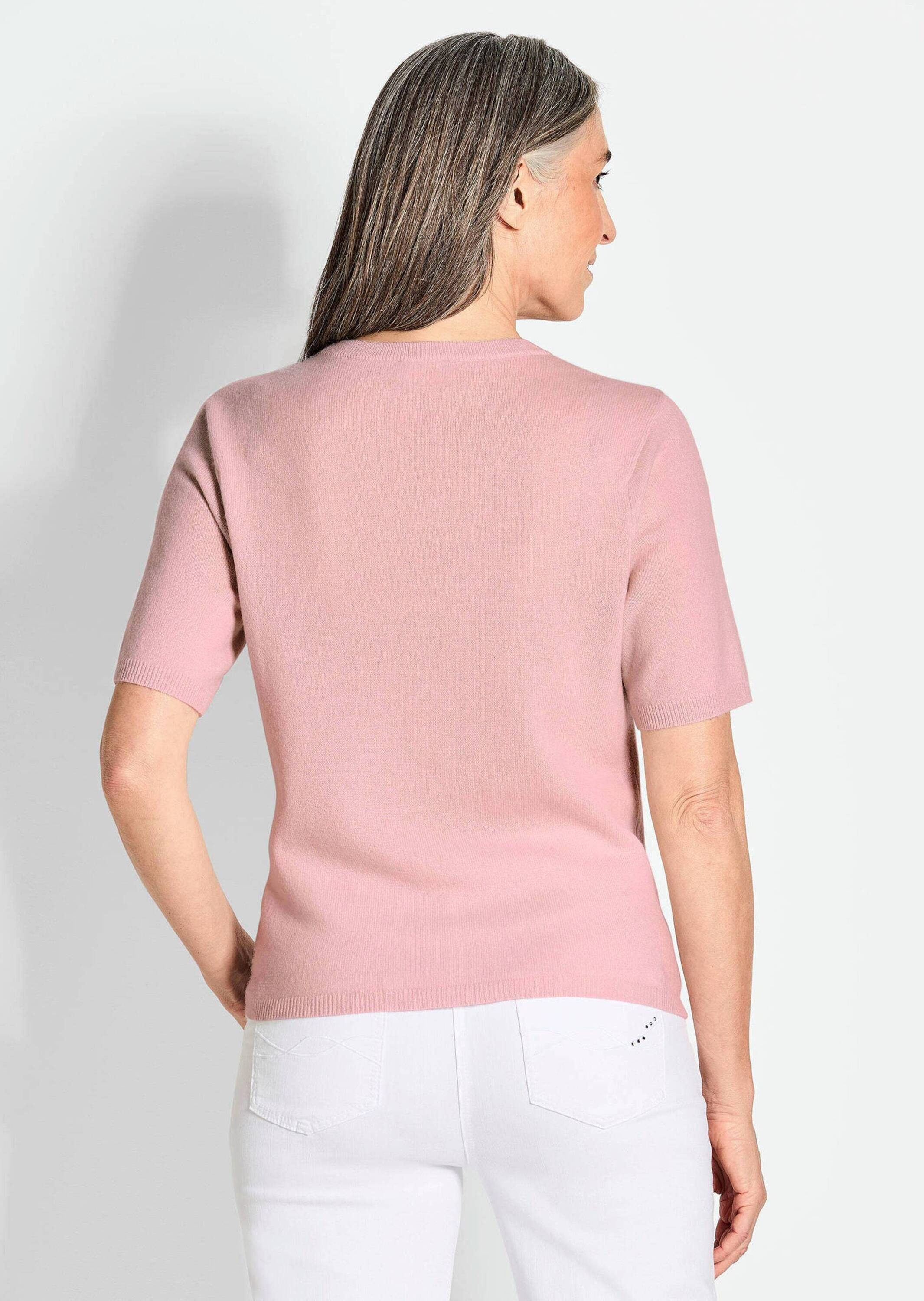 GOLDNER Kurzarmpullover »Kurzgröße Halbarmpullover mit Rundhals aus Kaschmir«