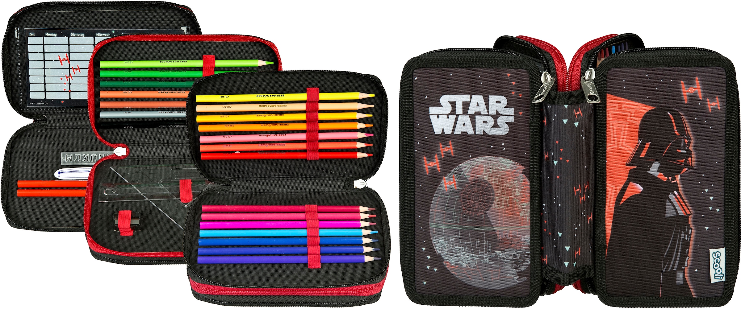 Scooli Federmäppchen »Tripledecker, Star Wars«, befüllt, inklusive Geodreieck