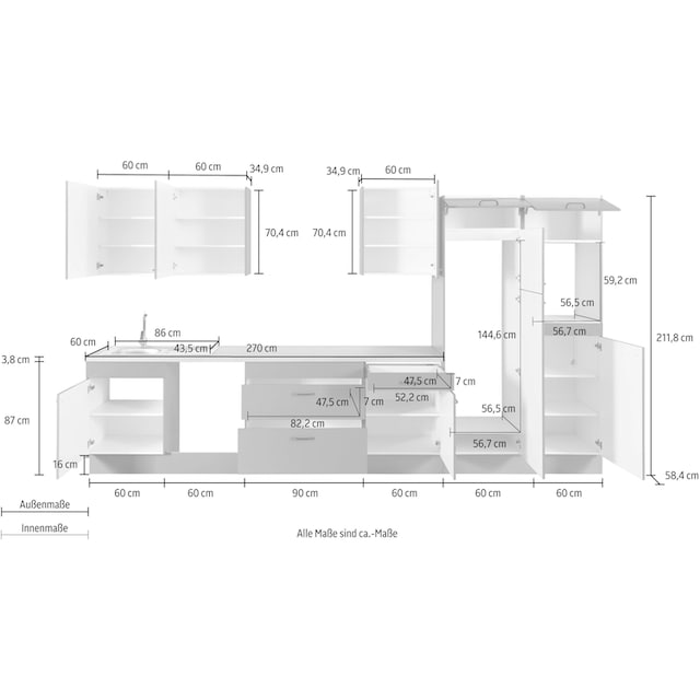 OPTIFIT Küchenzeile »Elga«, Premium-Küche, Soft-Close-Funktion, großen  Vollauszügen, Breite 390 cm bequem bestellen