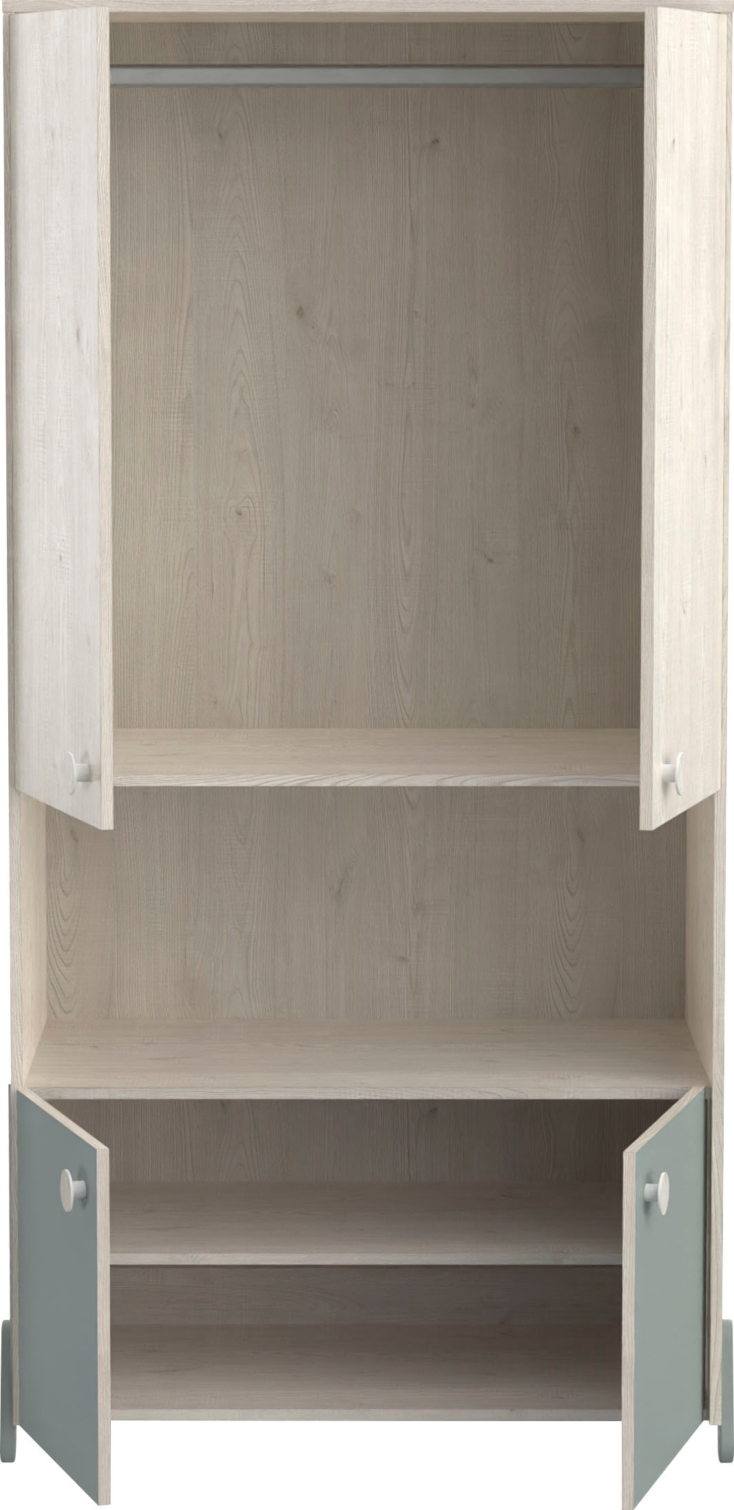 Demeyere GROUP Kleiderschrank »Jann,Breite ca. 90cm, Höhe ca. 180cm, 4 Türen«, (Packung), modernes Design fürs Kinderzimmer, Kinderkleiderschrank