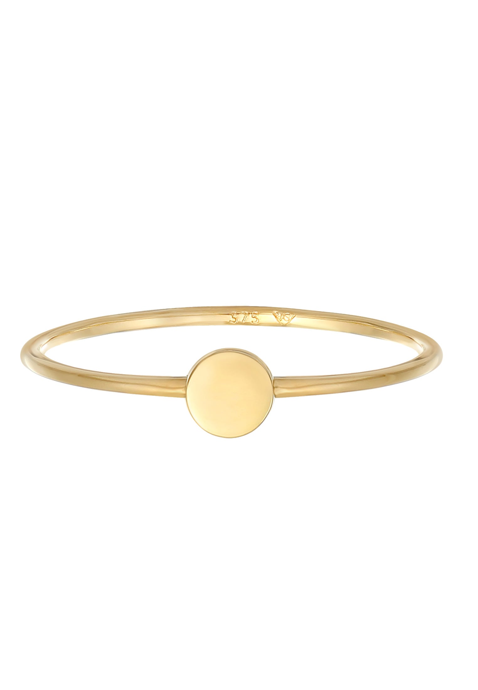 Elli Premium Silberring »Ring Plättchen Runde Form Statement 375 Gelbgold«