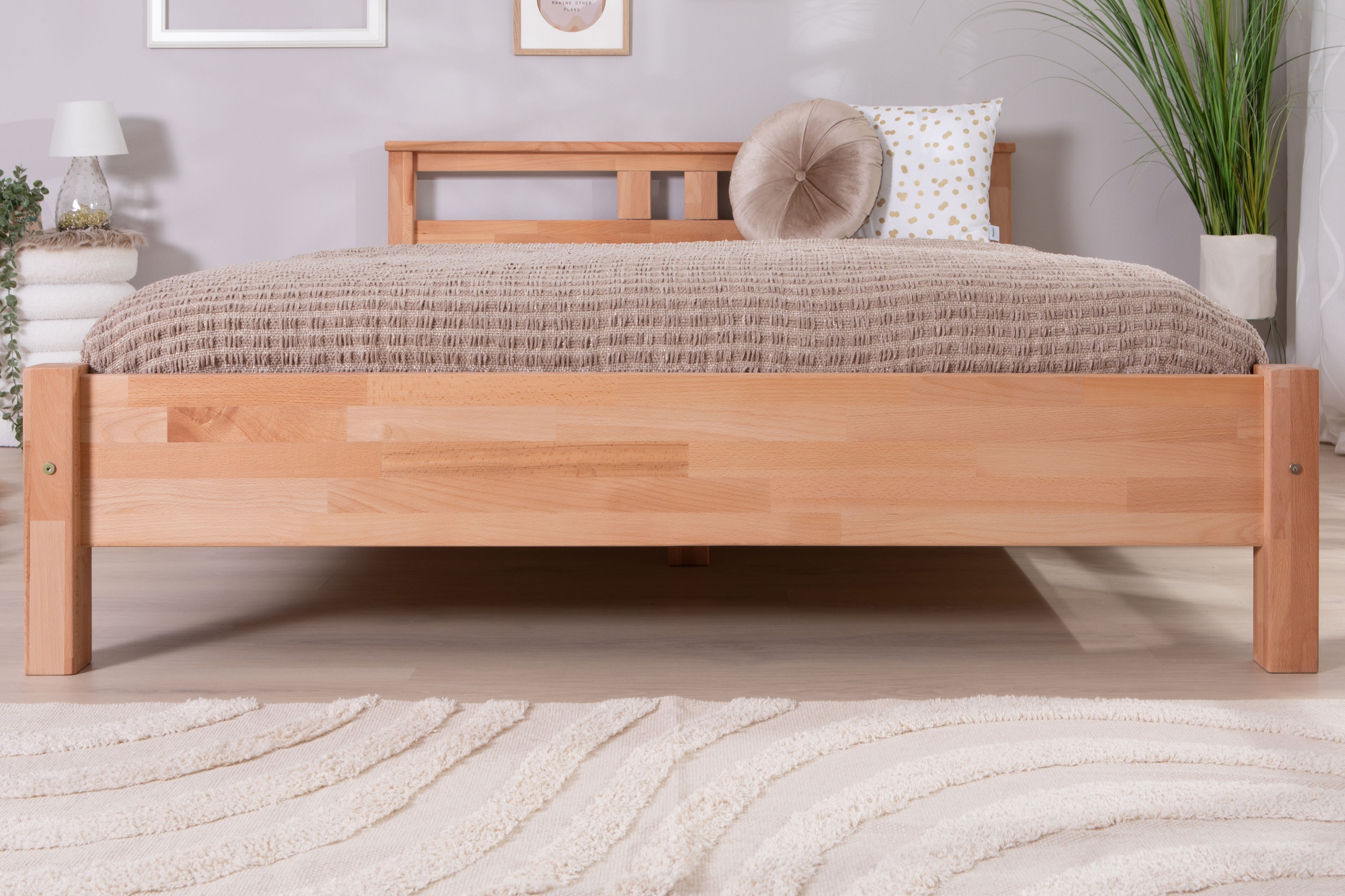 Ticaa Massivholzbett »Merci«, Doppelbett, aus Buche Massivholz, inkl. Rollrost