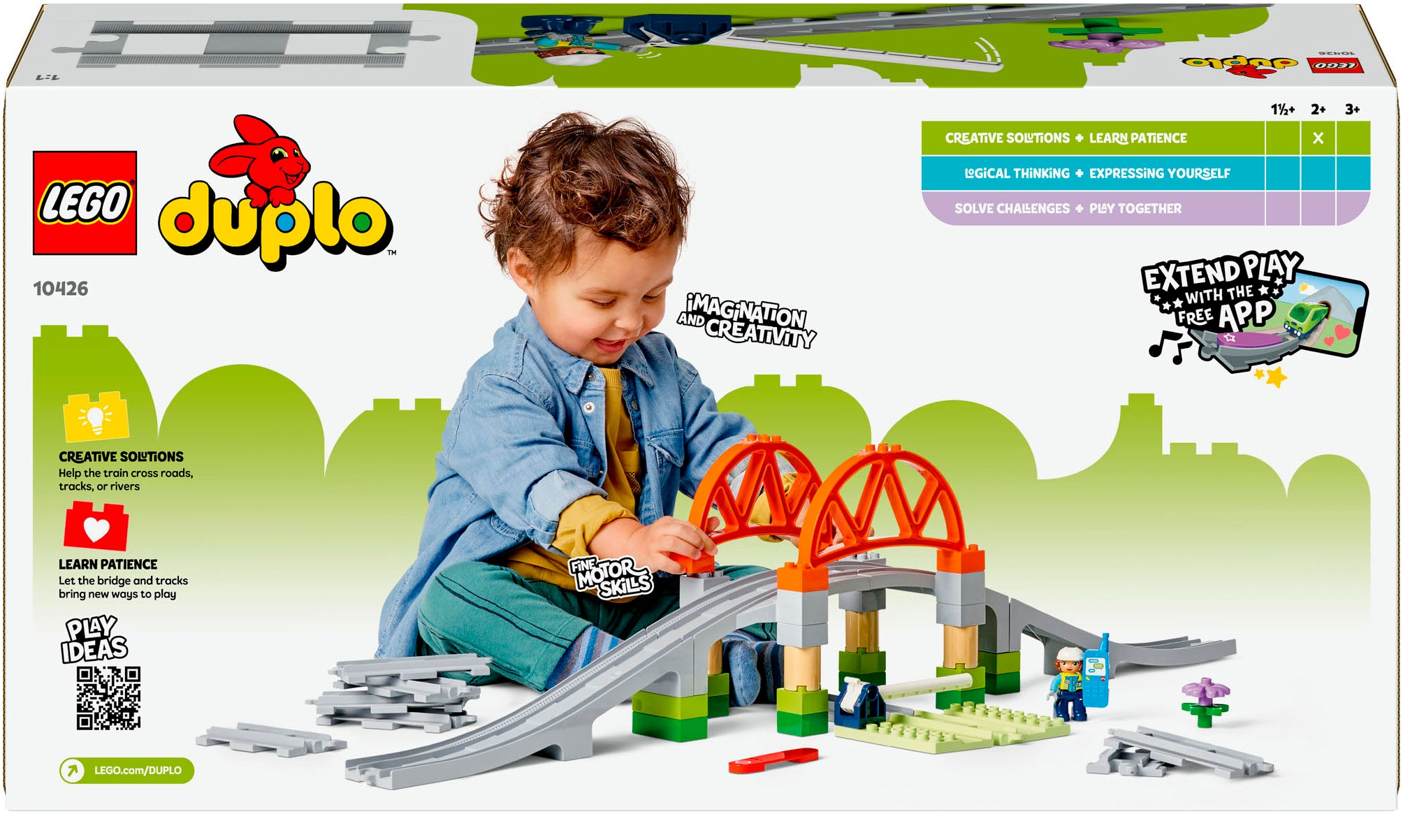 LEGO® Konstruktionsspielsteine »Eisenbahnbrücke und Schienen – Erweiterungsset (10426)«, (42 St.), LEGO DUPLO Town; Made in Europe