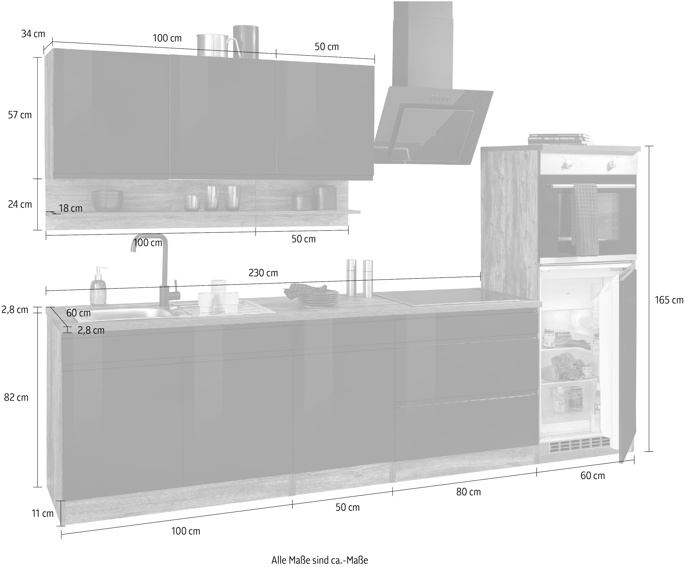 HELD MÖBEL Küche »Virginia«, Breite 290 cm, wahlweise mit  Induktionskochfeld auf Rechnung kaufen