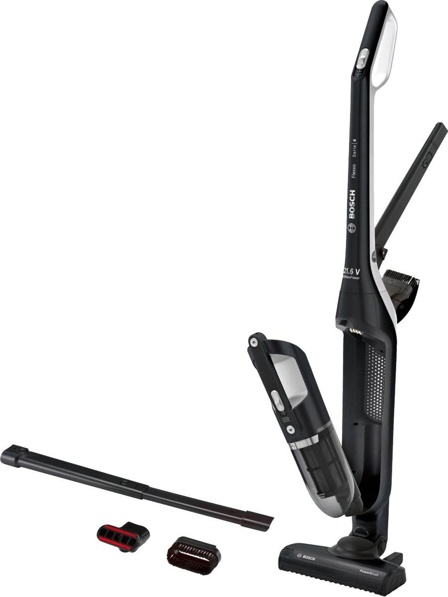 BOSCH Akku-Stielstaubsauger "Flexxo BBH32101 Flexxo, kabelloser Handstaubsauger, beutellos" hohe Saugleistung, integriertes Zubehör, lange Laufzeit, schwarz