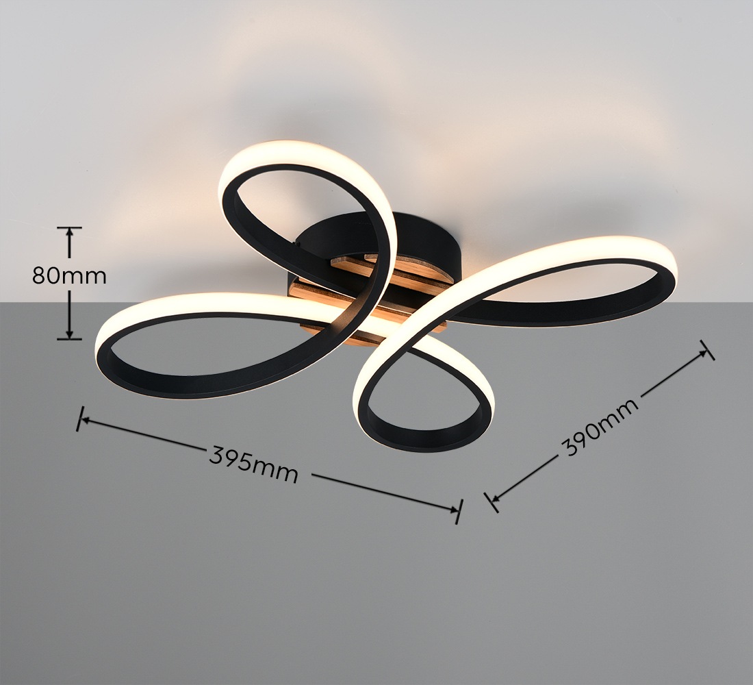 OTTO home LED Deckenleuchte »Ullii, Deckenlampe mit Fernbedienung dimmbar Nachtlicht Memory« LED-Board 1 Stk. warmweiß - kaltweiß CCT stufenlos warm- bis kaltweiß, Holzelemente in Optik Akustikpaneel