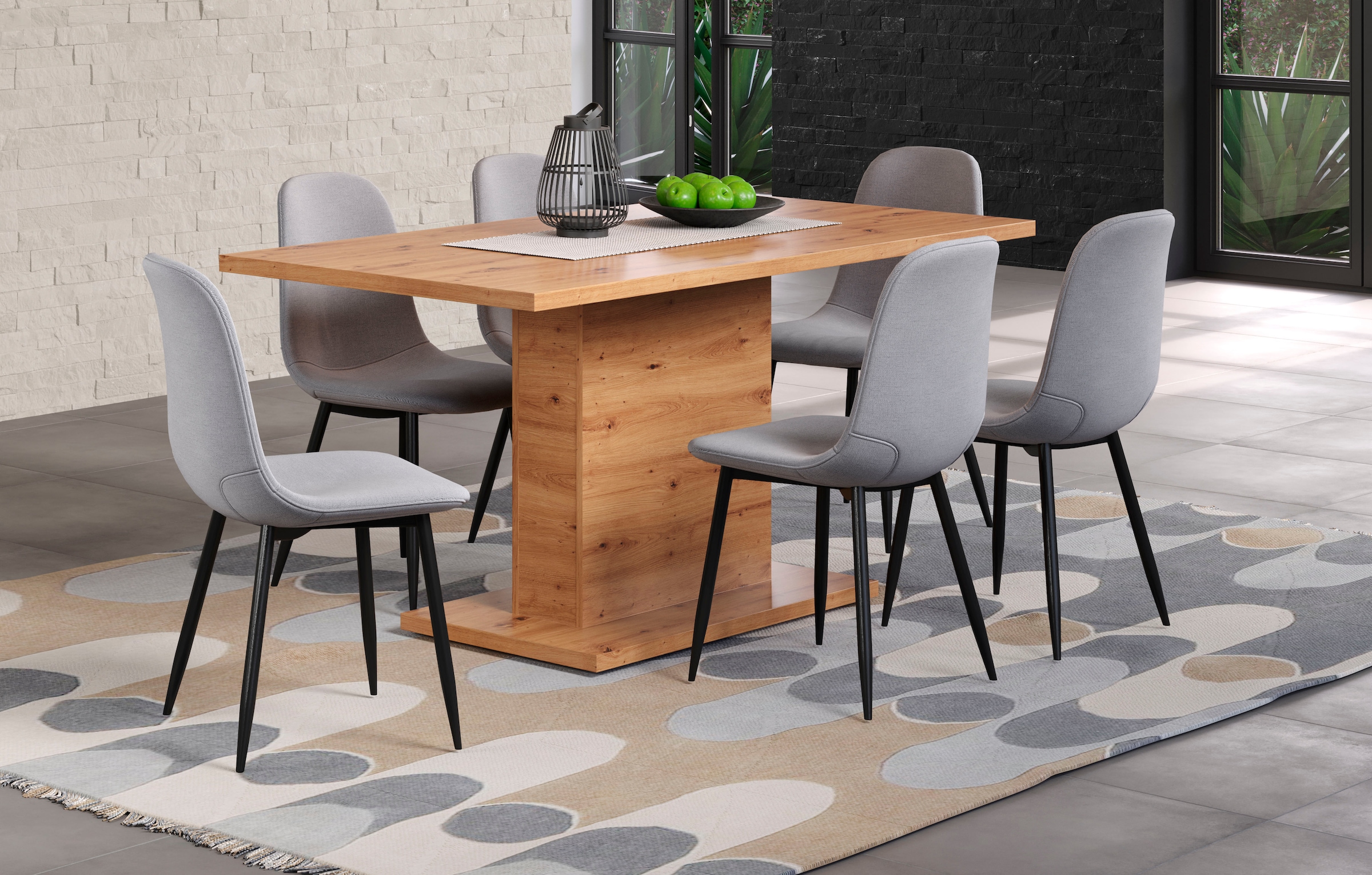 Home affaire Esstisch »Ambres«, Säulentisch passend für 6 Personen - (B/T/H) 160/80/76 cm