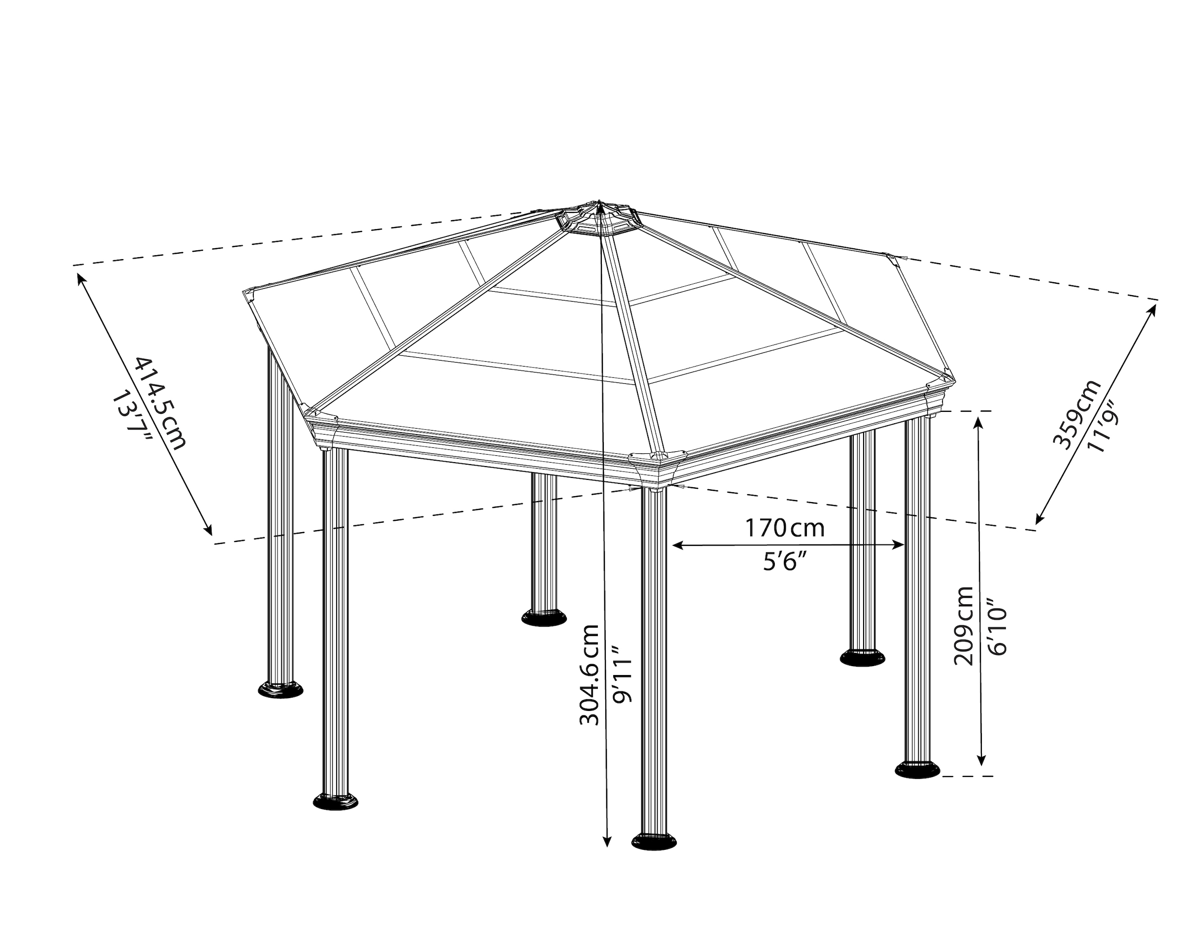 Palram - Canopia Pavillon »Roma«, BxT: 359x414,5 cm