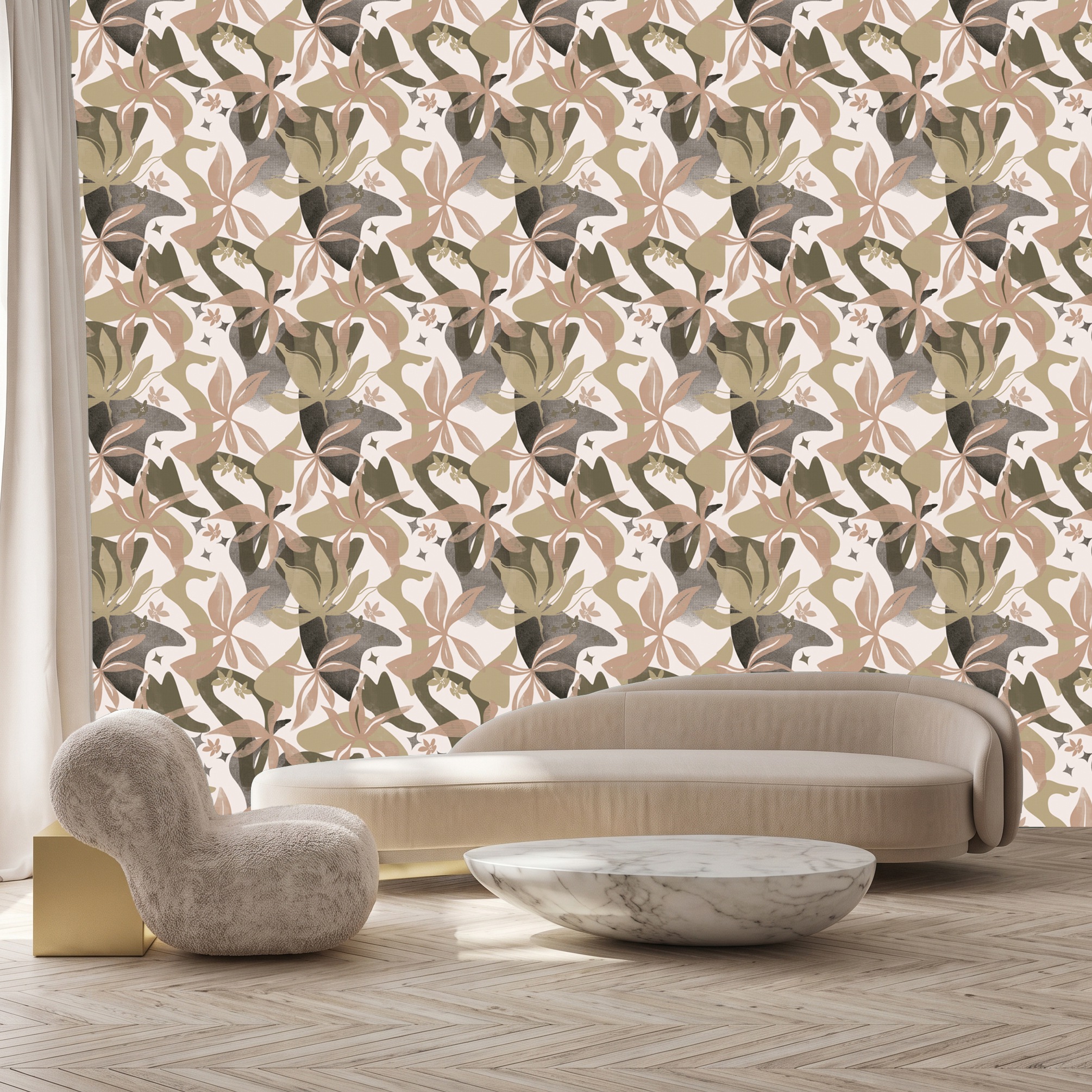 queence 3D-Tapete »Abstrakte Pflanzen, selbstklebendes Wandpaneel« Motiv | bedruckt | mehrfarbig texturiert 60 x 250 cm Fototapete, Mustertapete, Anbringung ohne Kleister