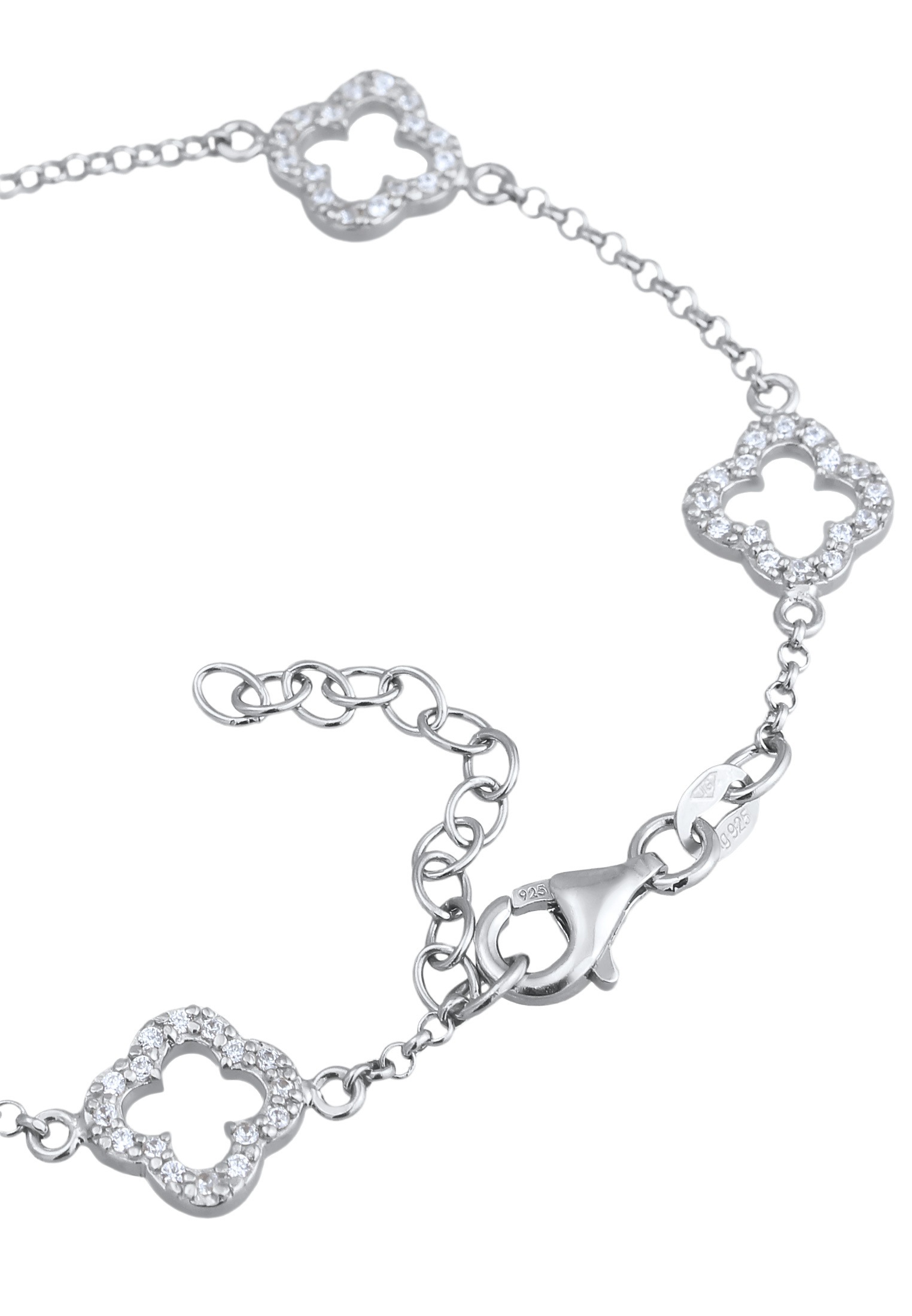 Elli Armkette »Armband Kleeblatt Zirkonia Weiß 925 Sterling Silber«