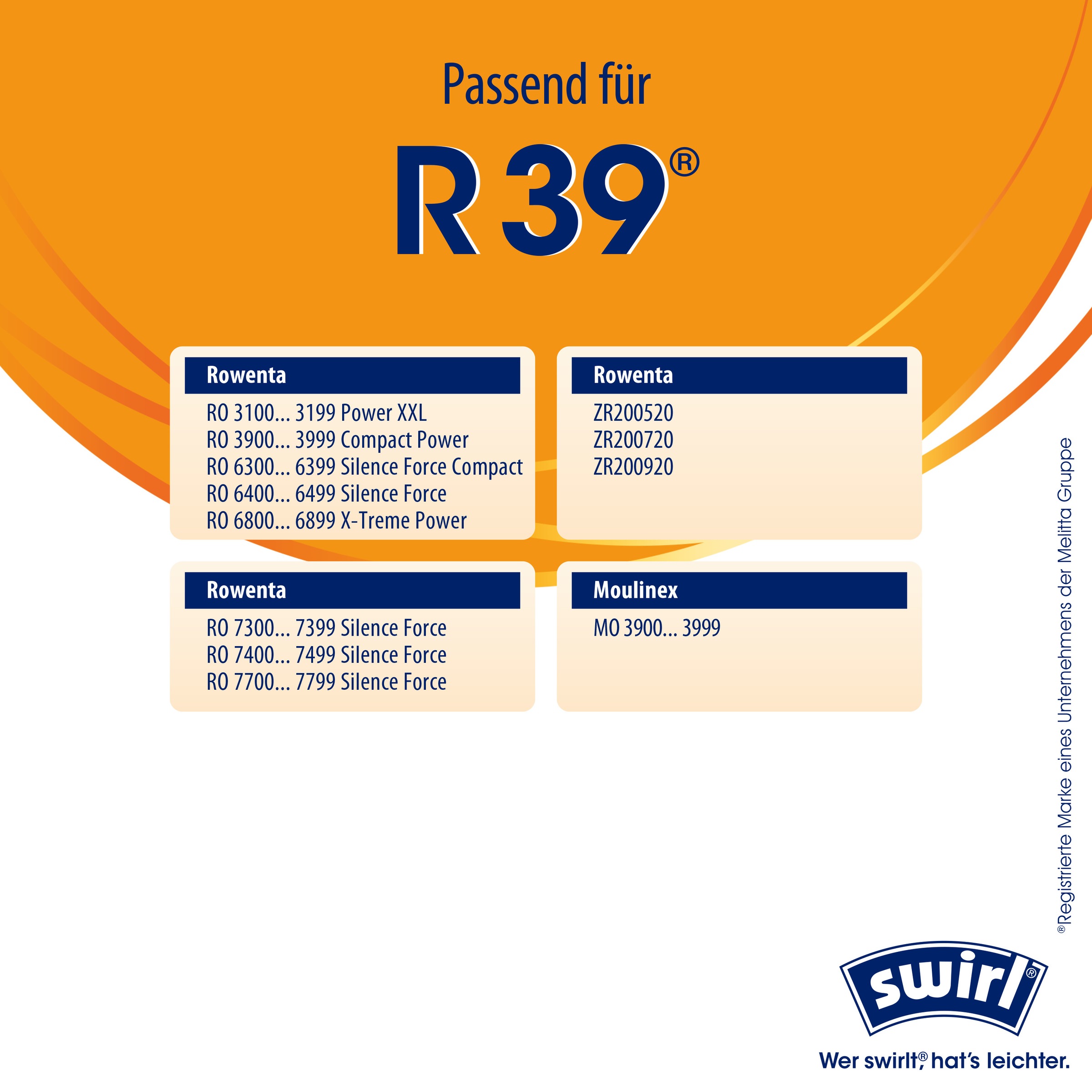 Swirl Staubsaugerbeutel »Swirl® R 39 EcoPor® XL Vorteilspack für Rowenta und Moulinex«, (Packung, 11 St.)