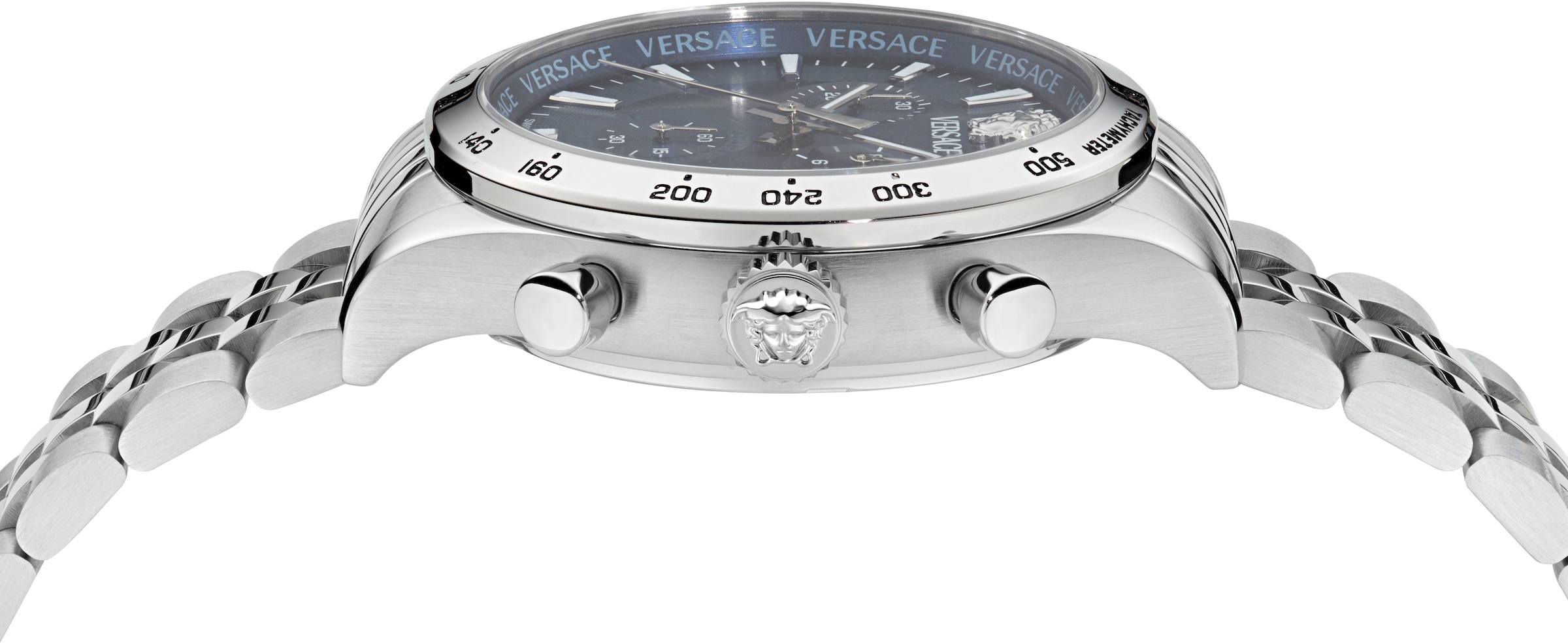 Versace Chronograph »HELLENYIUM CHRONO PETITE«, Quarzuhr, Armbanduhr, Herrenuhr,Swiss Made,Edelstahlband,Stoppfunktion