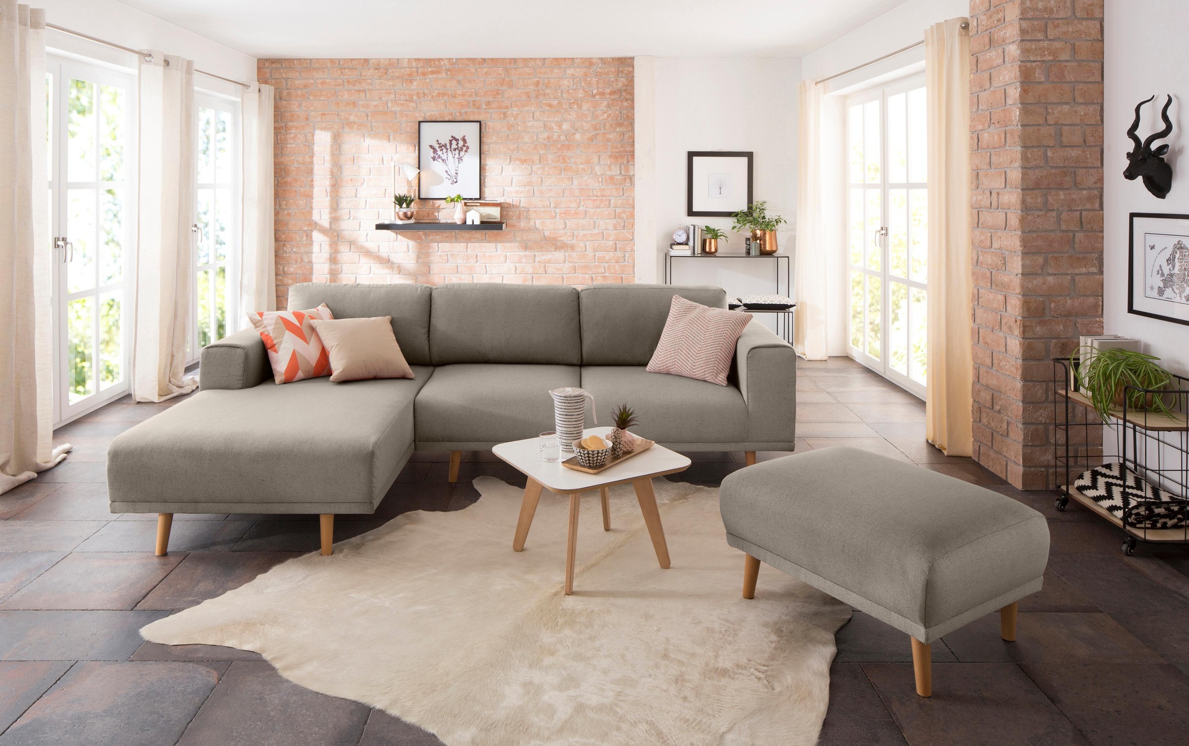 Home affaire Ecksofa »Lasse L-Form«, im scandinavischen Stil mit Holzfüßen