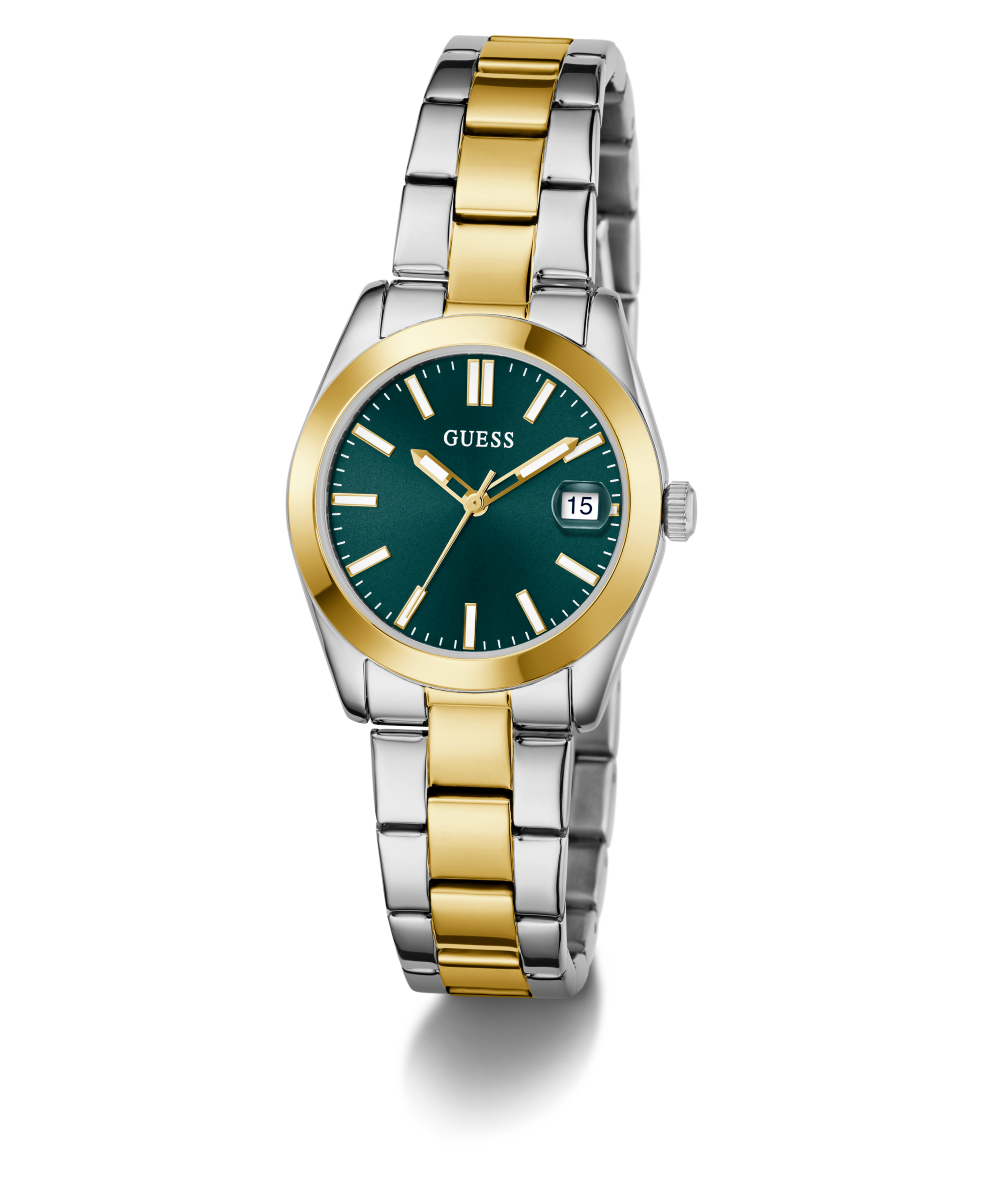 Guess Quarzuhr »ALICE« Armbanduhr, Damenuhr, Edelstahlarmband, Datum, Kristallglas