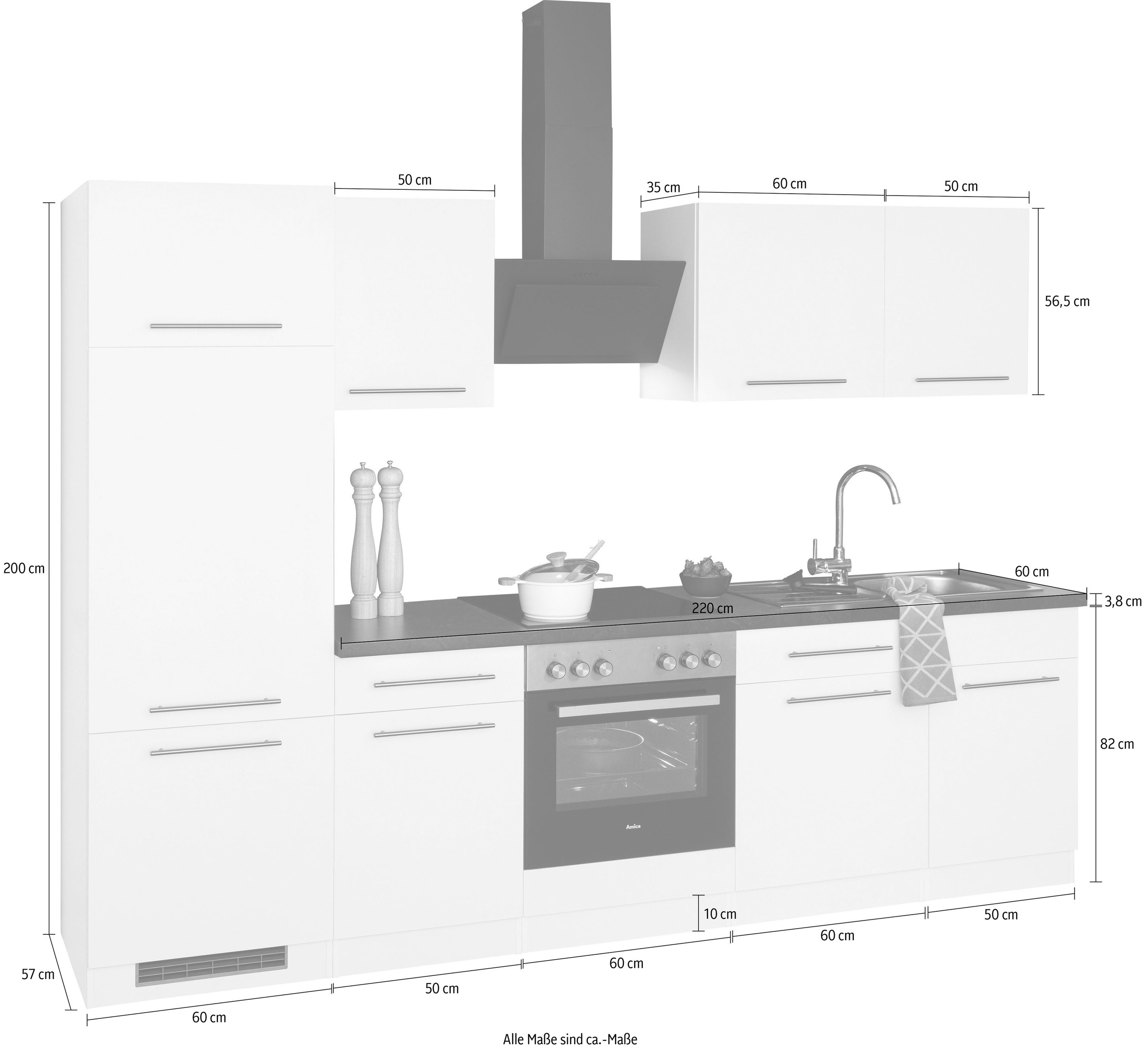 wiho Küchen Küchenzeile »Unna« ohne E-Geräte, Breite 280 cm