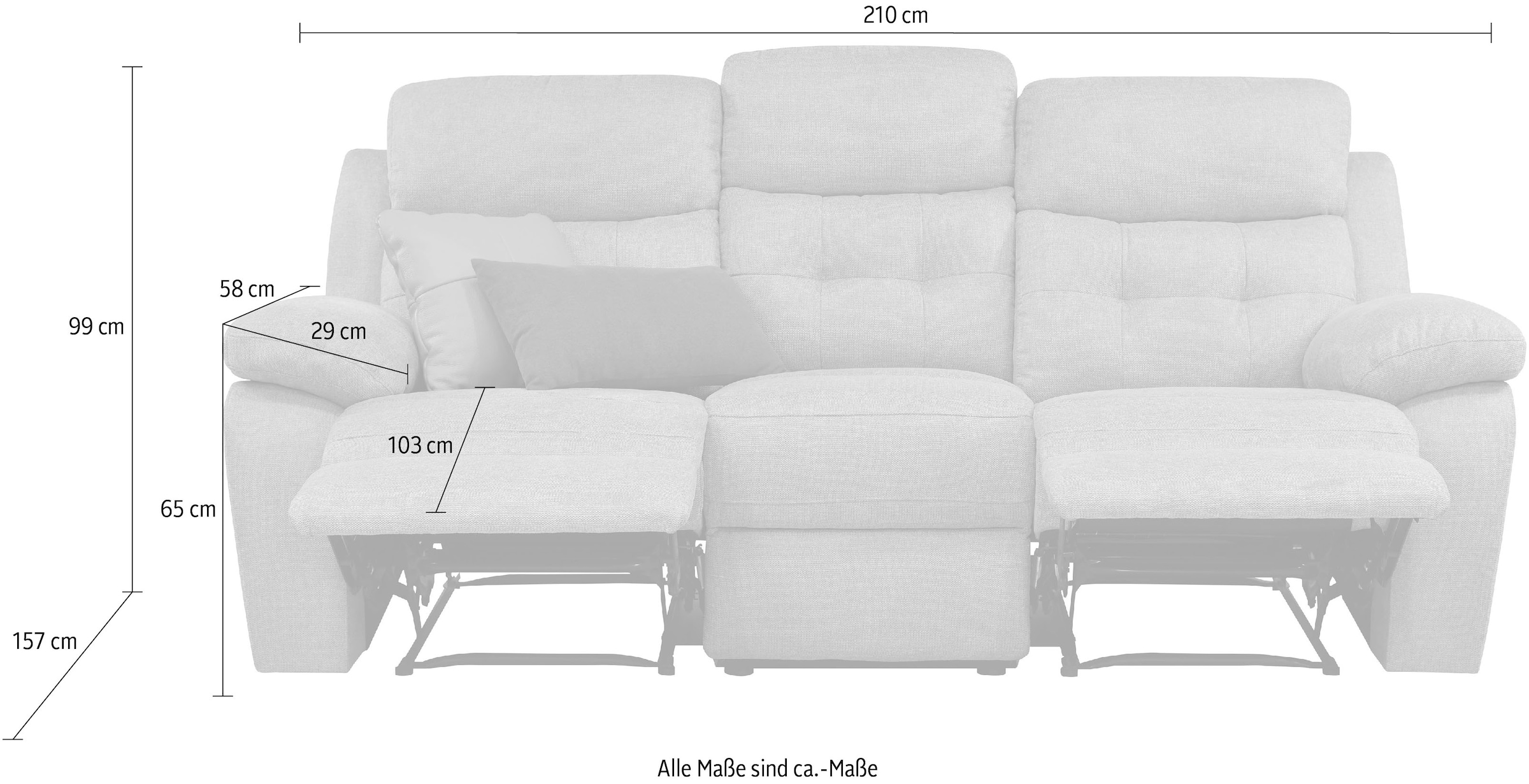 Home affaire 3-Sitzer »Lannilis«, mit manueller und elektrischer Relaxfunktion