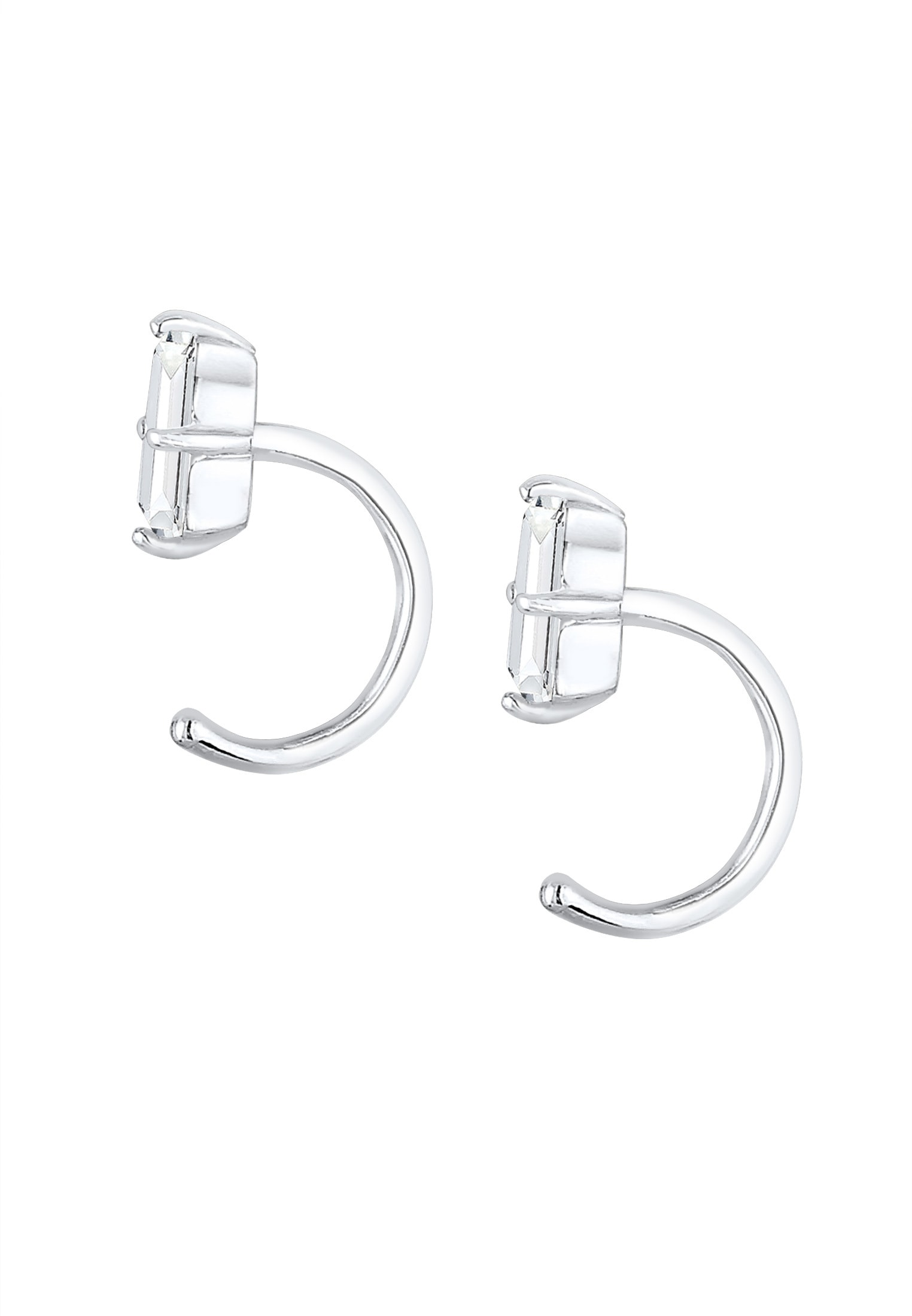 Elli Premium Paar Ohrhänger »Ohrringe Creolen Stecker Hoops Edelstein 925 Silber«