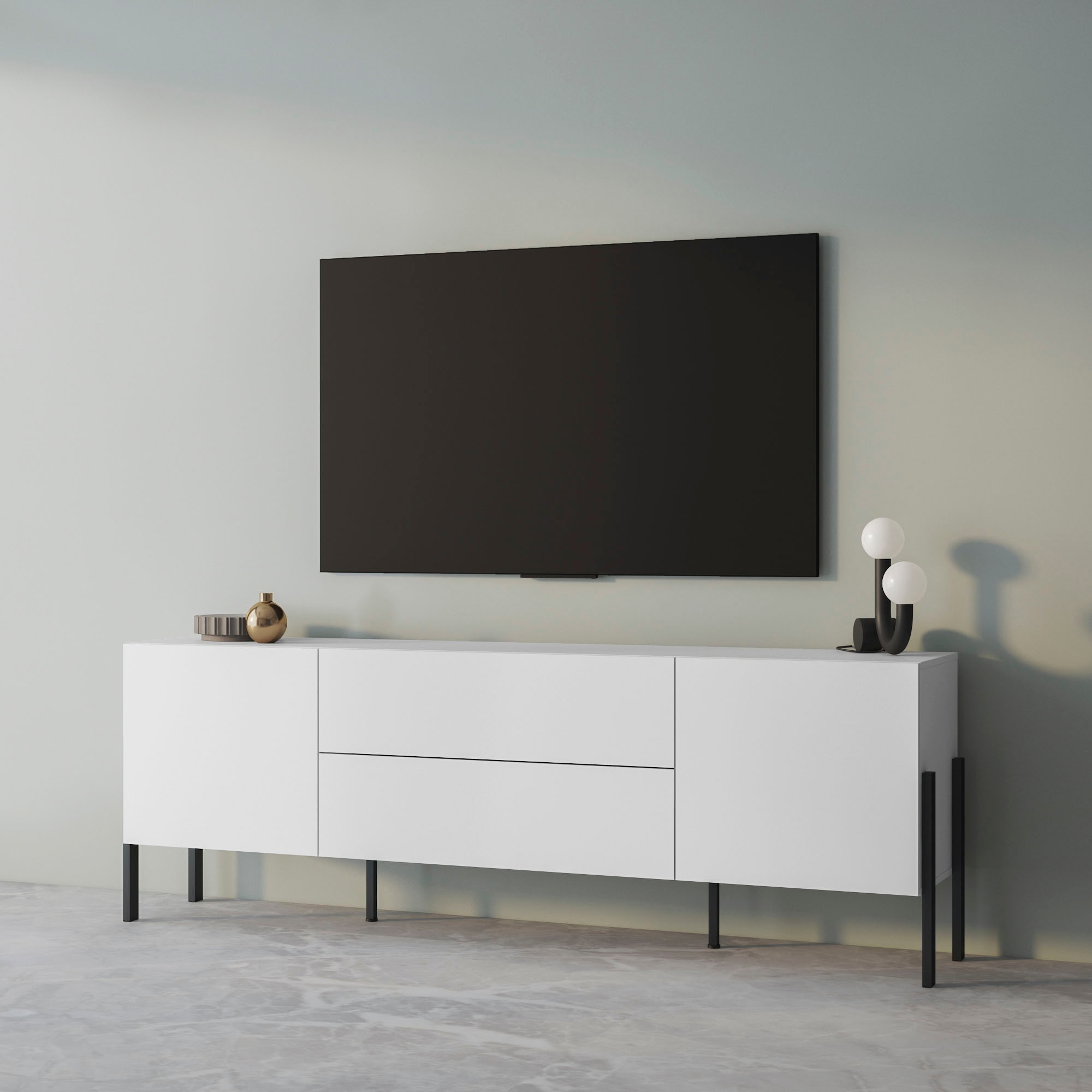 INOSIGN Lowboard »Jukon,Breite 200 cm, moderne grifflose TV-Kommode,2 Türen/2 Schubladen«, TV-Schrank mit viel Stauraum, TV-Board, push-to-open-Funktion