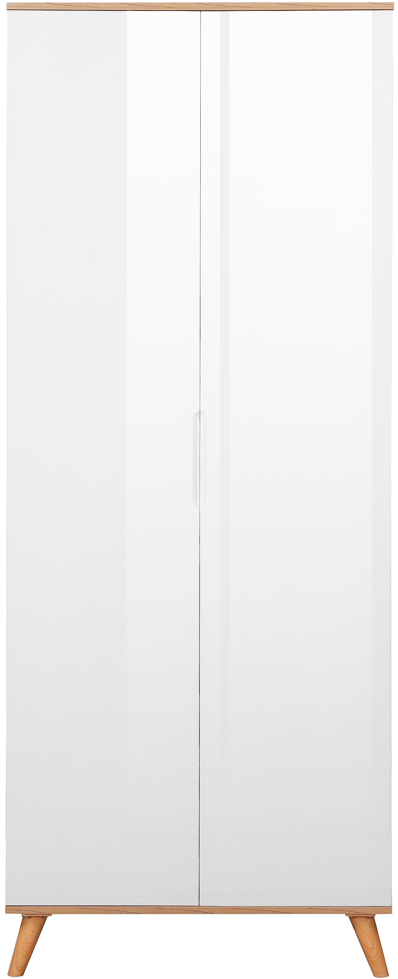andas Kleiderschrank »Lund Schlafzimmerschrank Bestseller im skandinavischem Design«, Garderobenschrank mit Premium Innenausstattung, Breite 80 cm hochglanz