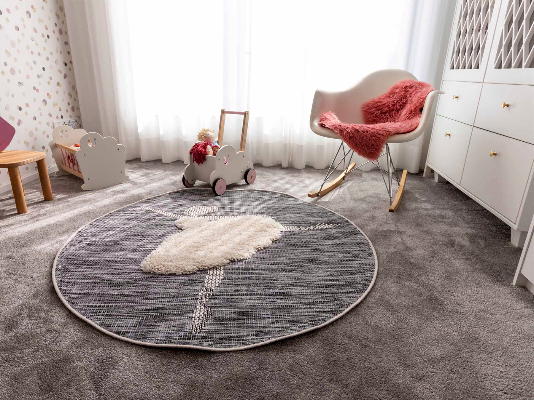 Primaflor-Ideen in Textil Kinderteppich »NAVAJO - Ballerina«, rund, 35 mm Höhe, Hoch-Tief-Effekt, Motiv Ballerina, Kinderzimmer