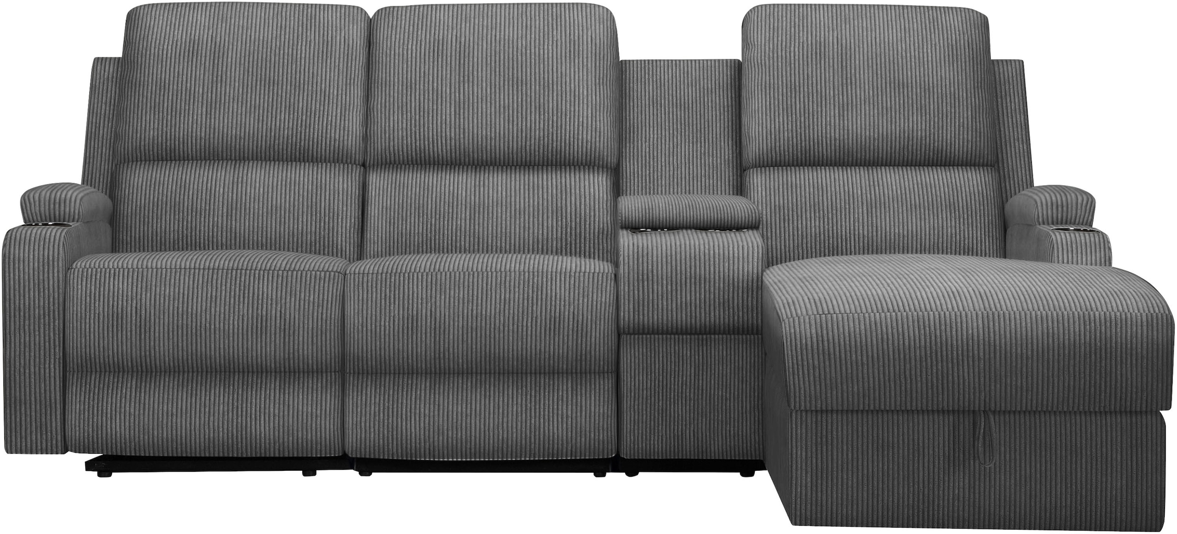 OTTO home Ecksofa »NAPORI Cord, Multimediasofa, 3er Kinosessel XXL, L-Form« Kinosofa, manuelle o. elektr. Relaxfunktion, Staufach, Getränkehalter