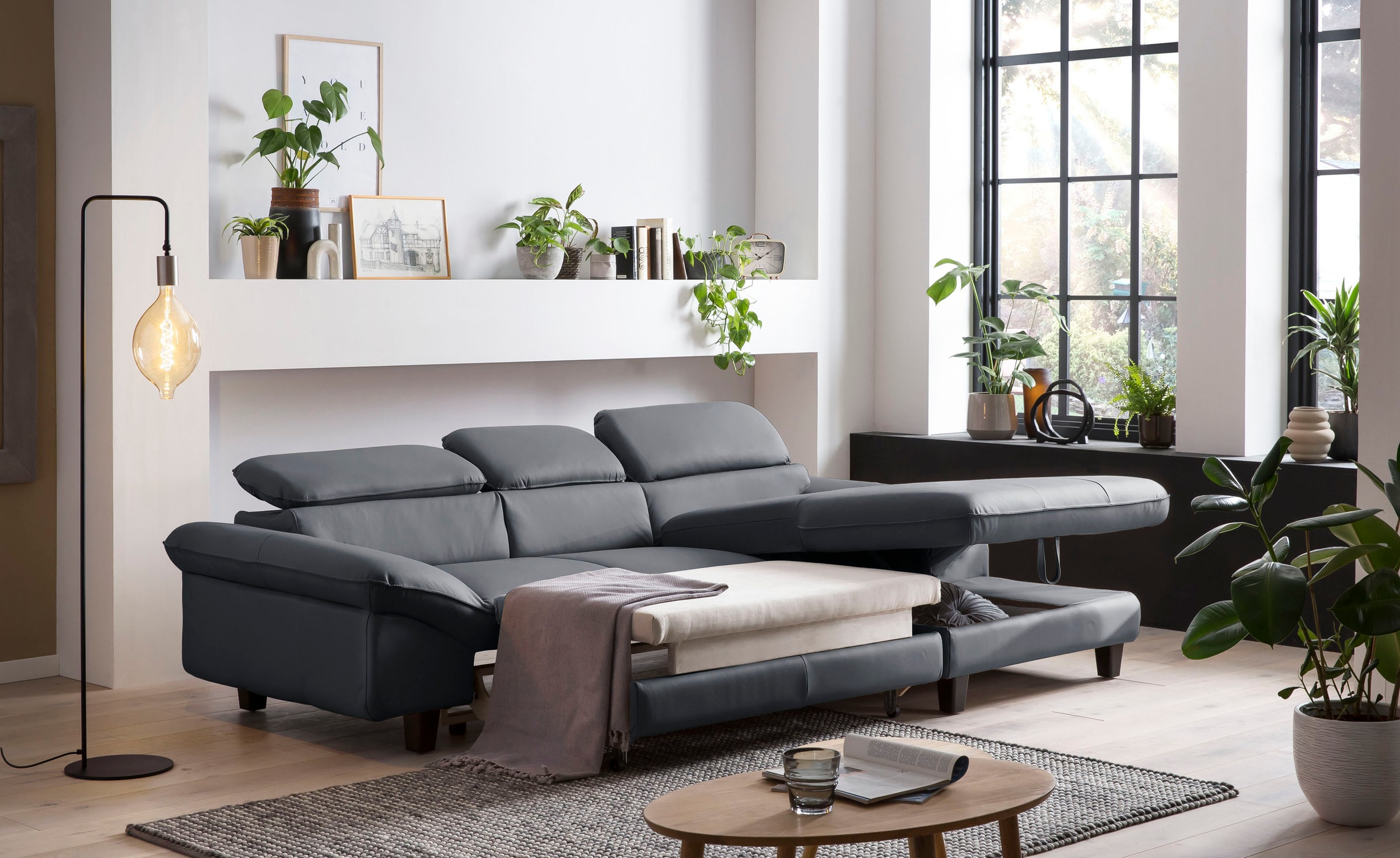 Home affaire Ecksofa »Pilot L-Form«, mit Kopfteilverstellung, wahlweise mit Bettfunktion & Bettkasten