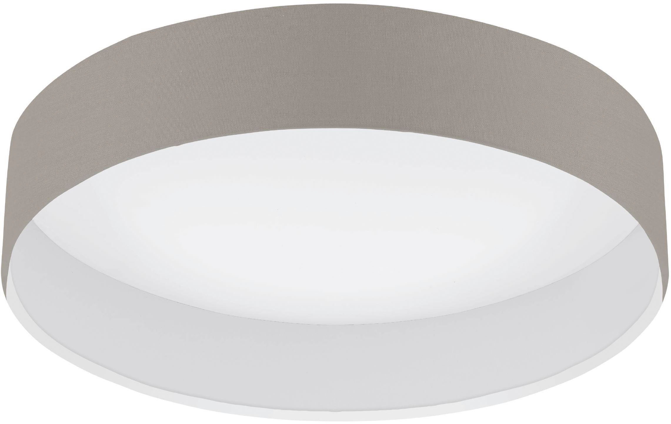 EGLO Deckenleuchte »Pasteri Deckenlampe, Lampe Decke, Esszimmerlampe, Kunststoff und Stoff« LED-Modul 1 Stk. Warmweiß Textil Deckenleuchte, Wohnzimmerlampe, Farbe: Taupe, weiß, Ø: 32 cm