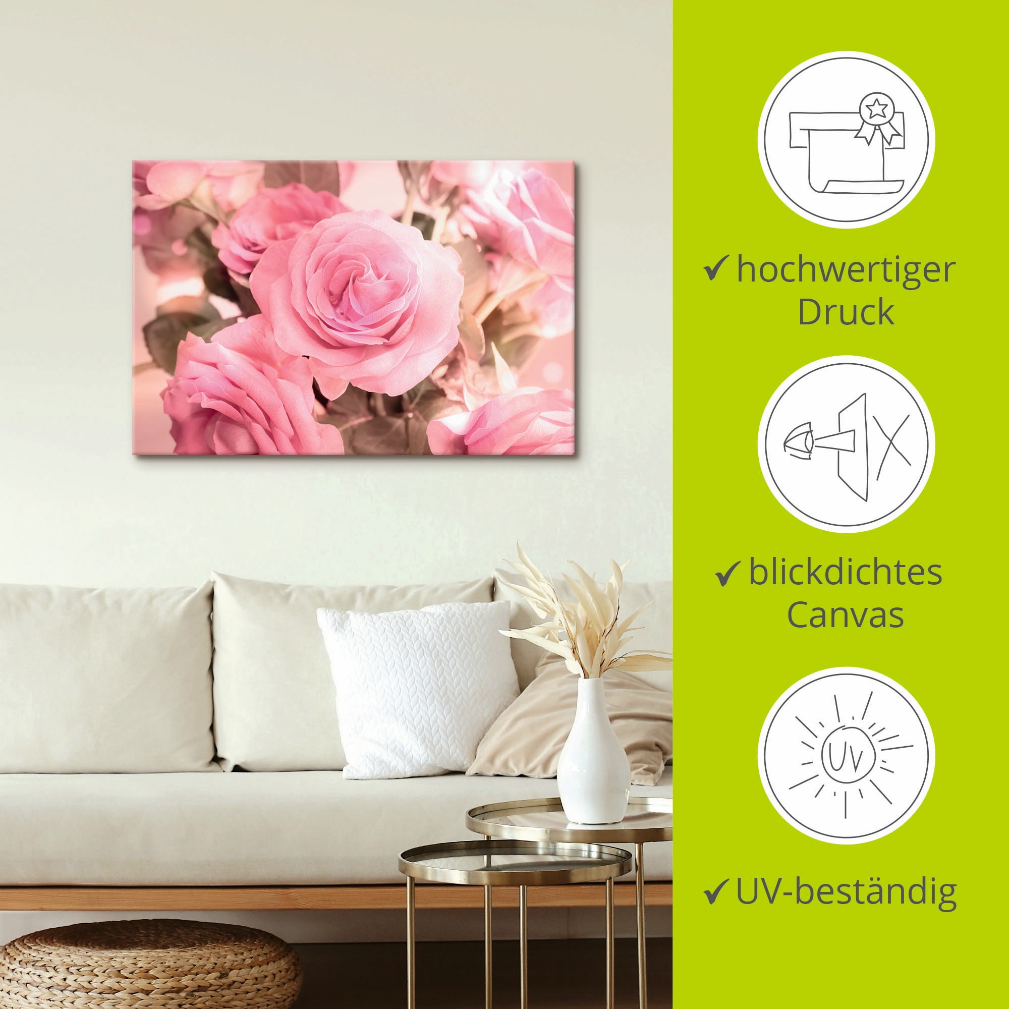 Artland Wandbild »Rosarosenbouquet« 1 Stk. tlg. als Leinwandbild, Poster in verschied. Größen