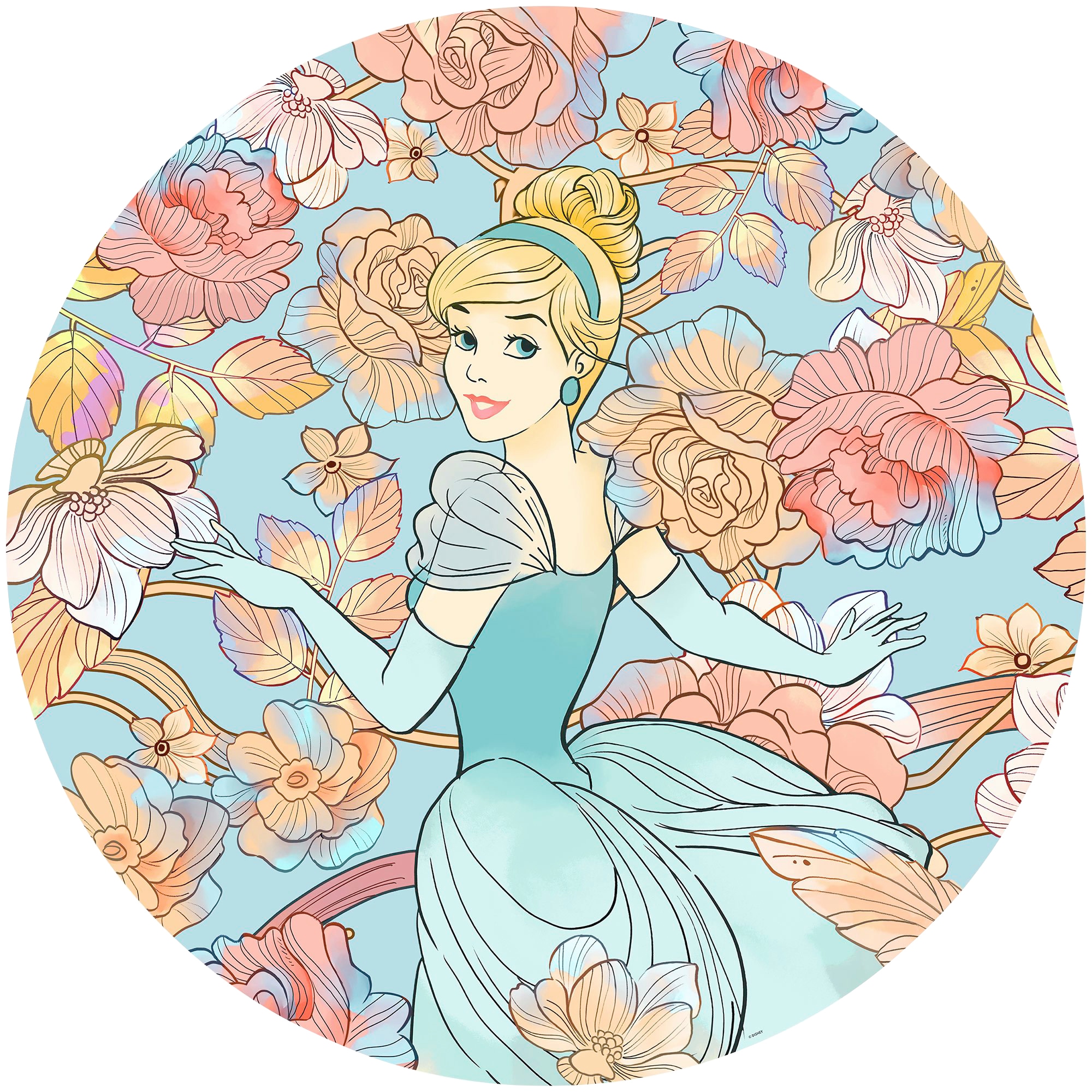 Komar Vliestapete »Cinderella Pastel Dreams«, bedruckt, 125x125 cm (Breite  x Höhe), rund und selbstklebend online kaufen | mit 3 Jahren XXL Garantie