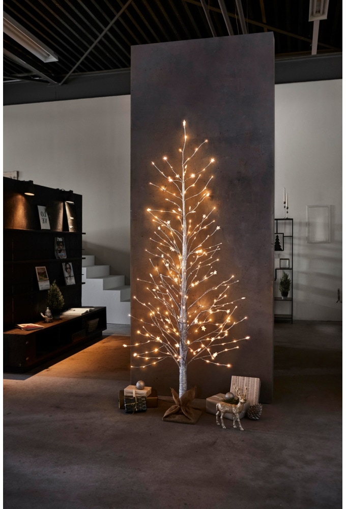 Schneider LED Baum, 306 flammig-flammig, 306-flammig, im Silber-Glitter-Look