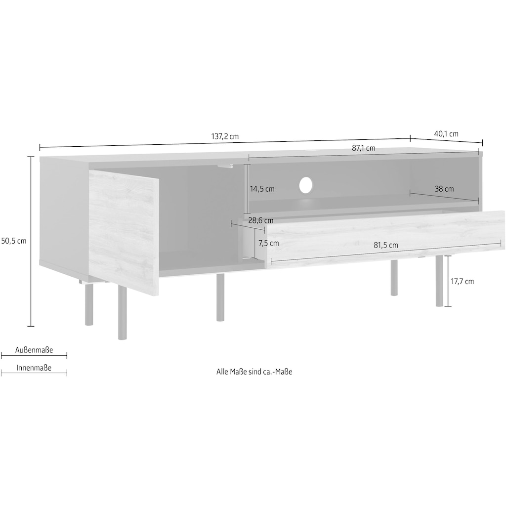 Home affaire TV-Board »Match«, pflegeleichte Oberfläche, Push-To-Open Funktion, Breite 137,2 cm