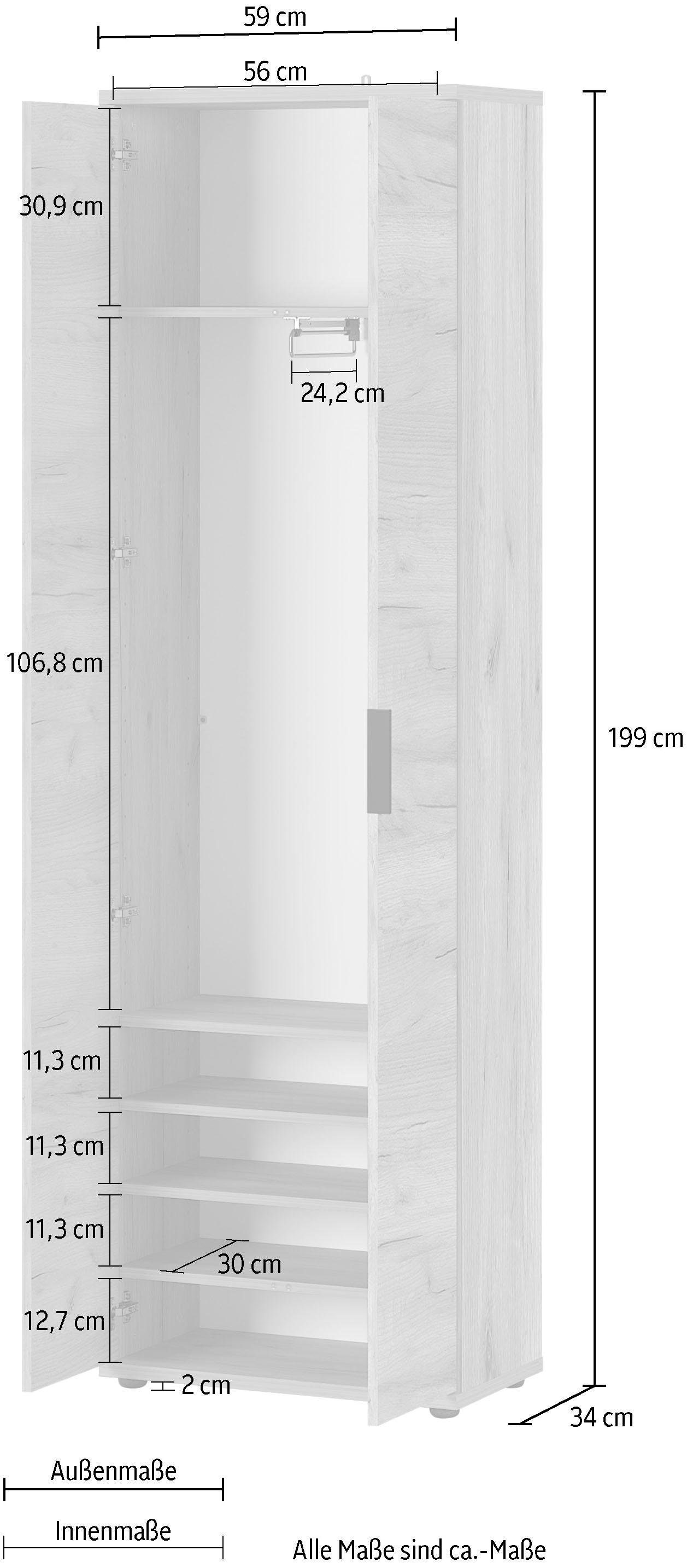 GERMANIA Garderobenschrank »GW-Fremont Garderobenschrank«, mit ausziehbarer Kleiderstange