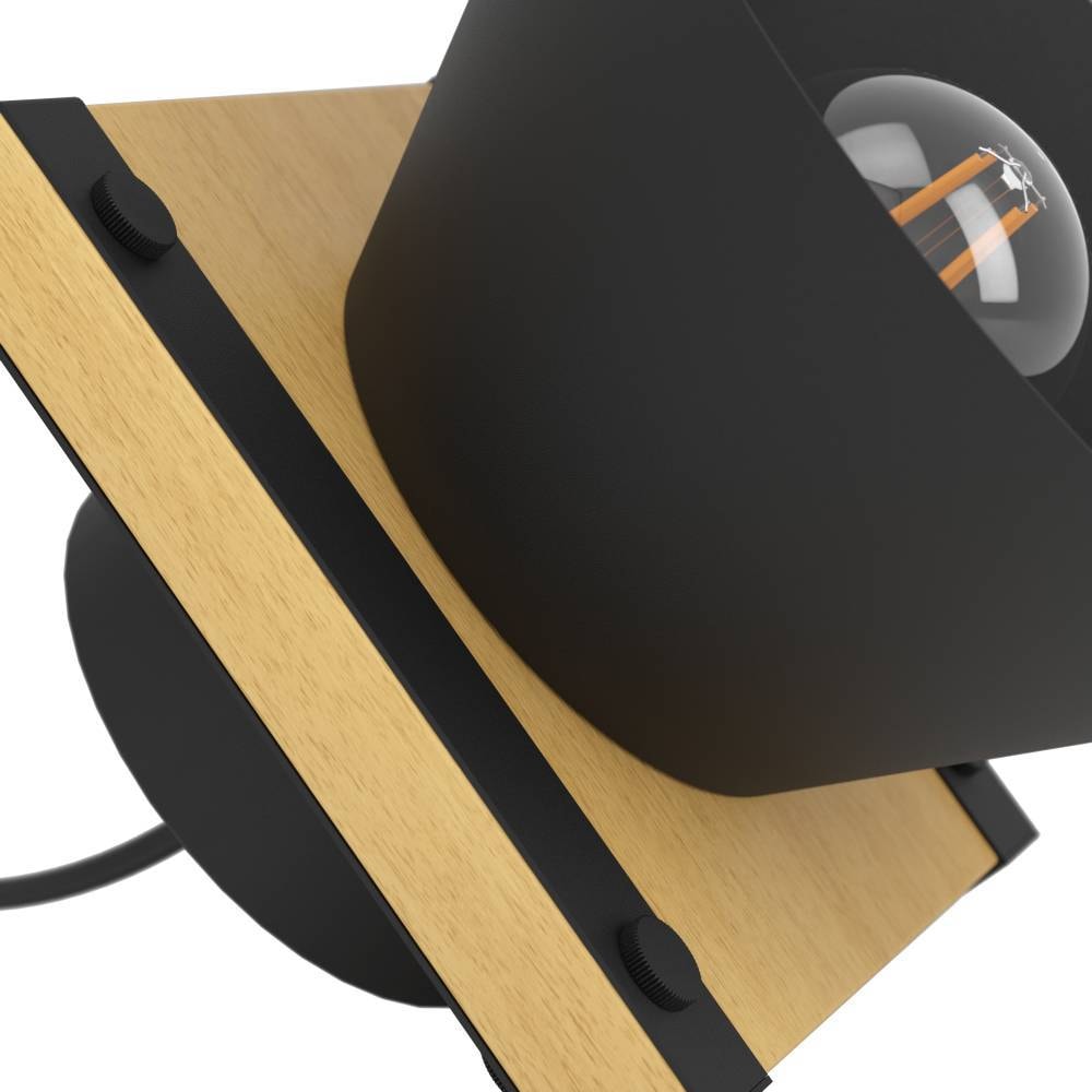 EGLO Tischleuchte »MACCLES Tischlampe, Stahl und Holz, Nachttischlampe, Flurlampe, Lampe«, 1 flammig, Leuchtmittel E27 | ohne Leuchtmittel, Nachttischlampe, Tischleuchte aus Metall in Schwarz und Holz, E27