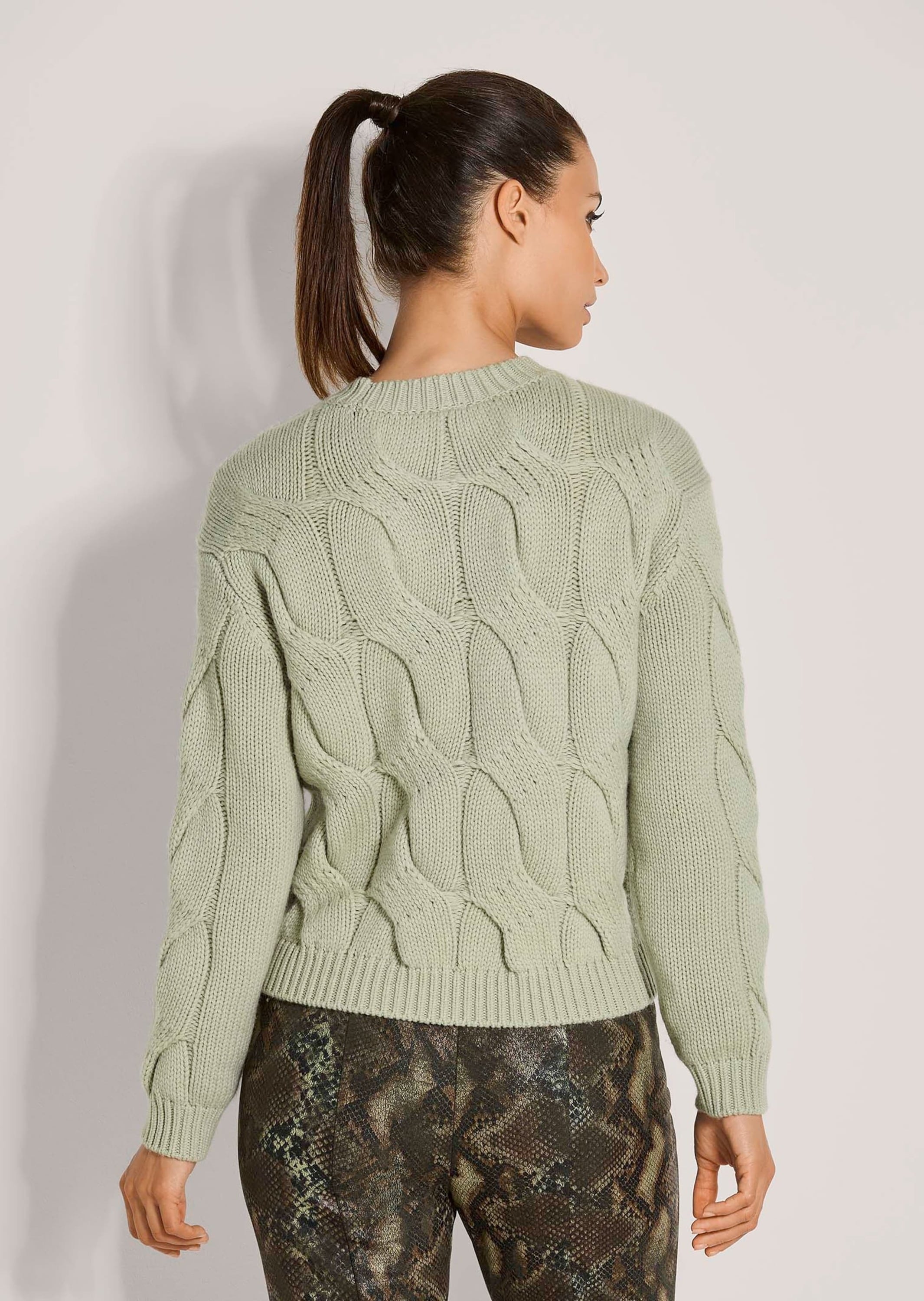 MADELEINE Longpullover »Strickpullover Moderner Wollpullover mit Zopfmuster« Allover-Zopfmuster