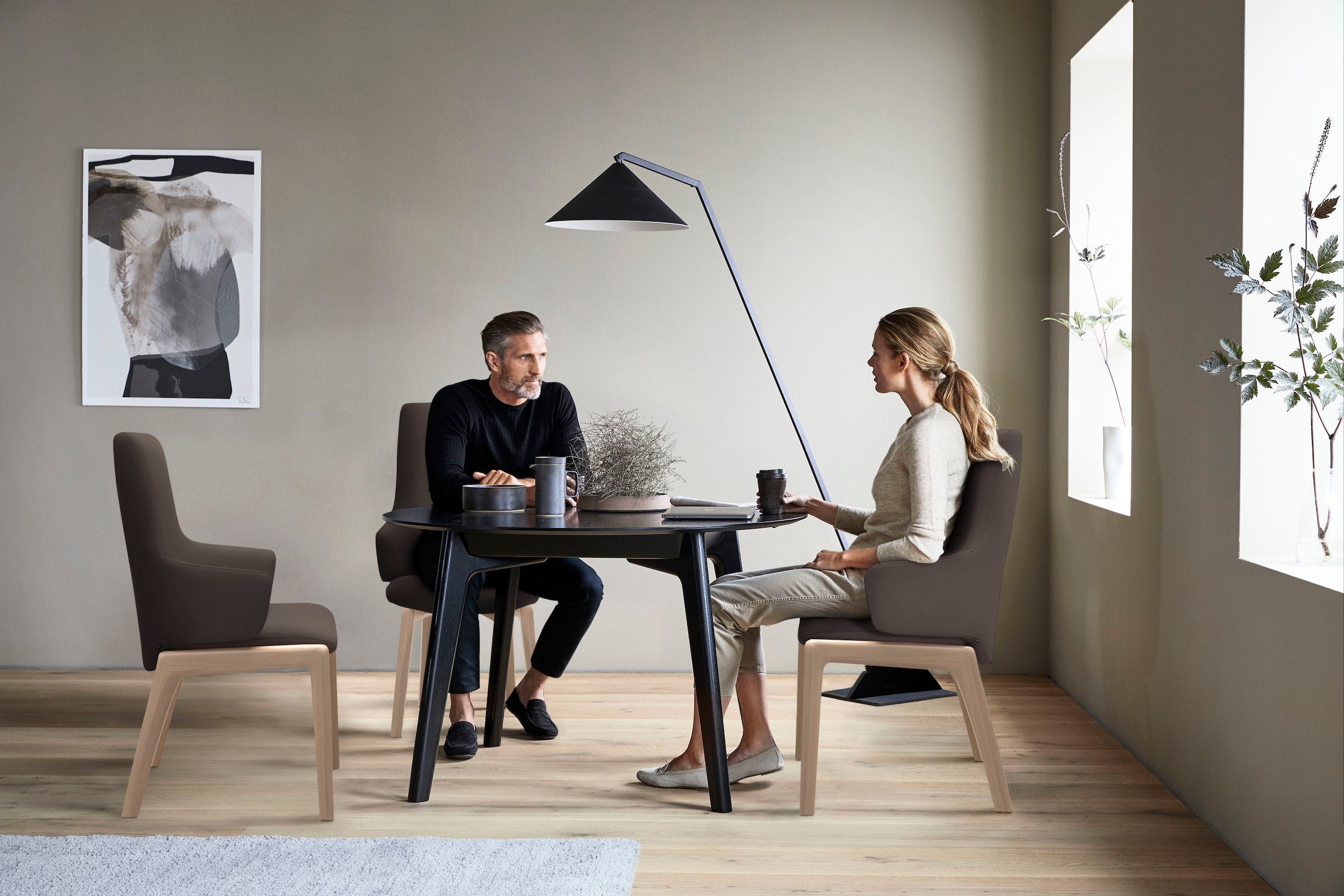 Stressless® Polsterstuhl »Laurel«, Leder BATICK, High Back mit Armlehne, Größe L, mit abgerundeten Beinen in Schwarz