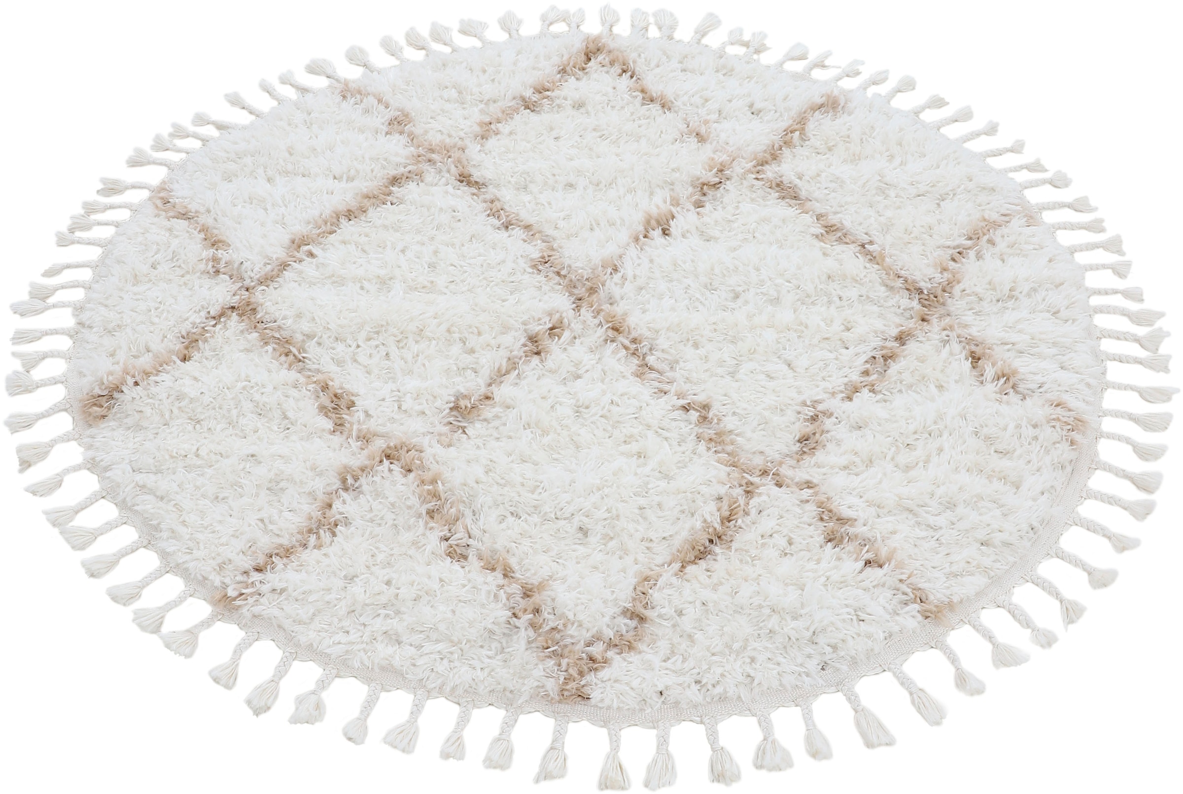 carpetfine Hochflor-Teppich »Eddy«, rund, 30 mm Höhe, Shaggy Langflor mit Fransen, starke Größenauswahl, Wohnzimmer