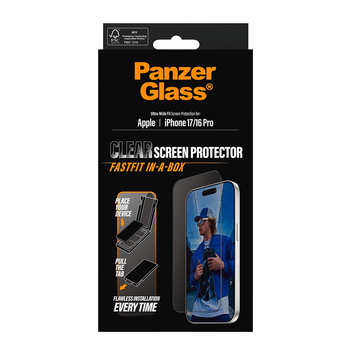 CARE by PanzerGlass Displayschutzglas »Ultra-Wide Fit Screen Protector FASTFIT IN-A-BOX« für Apple iPhone 17 Displayschutzfolie, Schutzfolie, Bildschirmschutz, kratz- & stoßfest