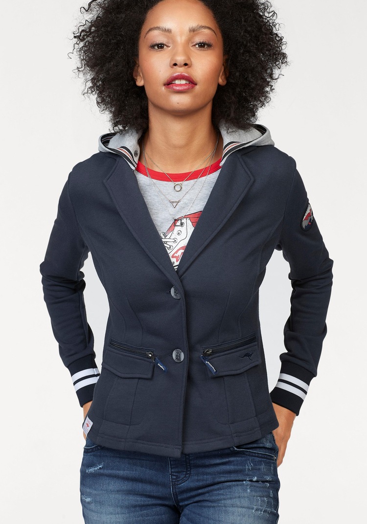 Sweatblazer, mit vielen Details und abnehmbarer Kapuze