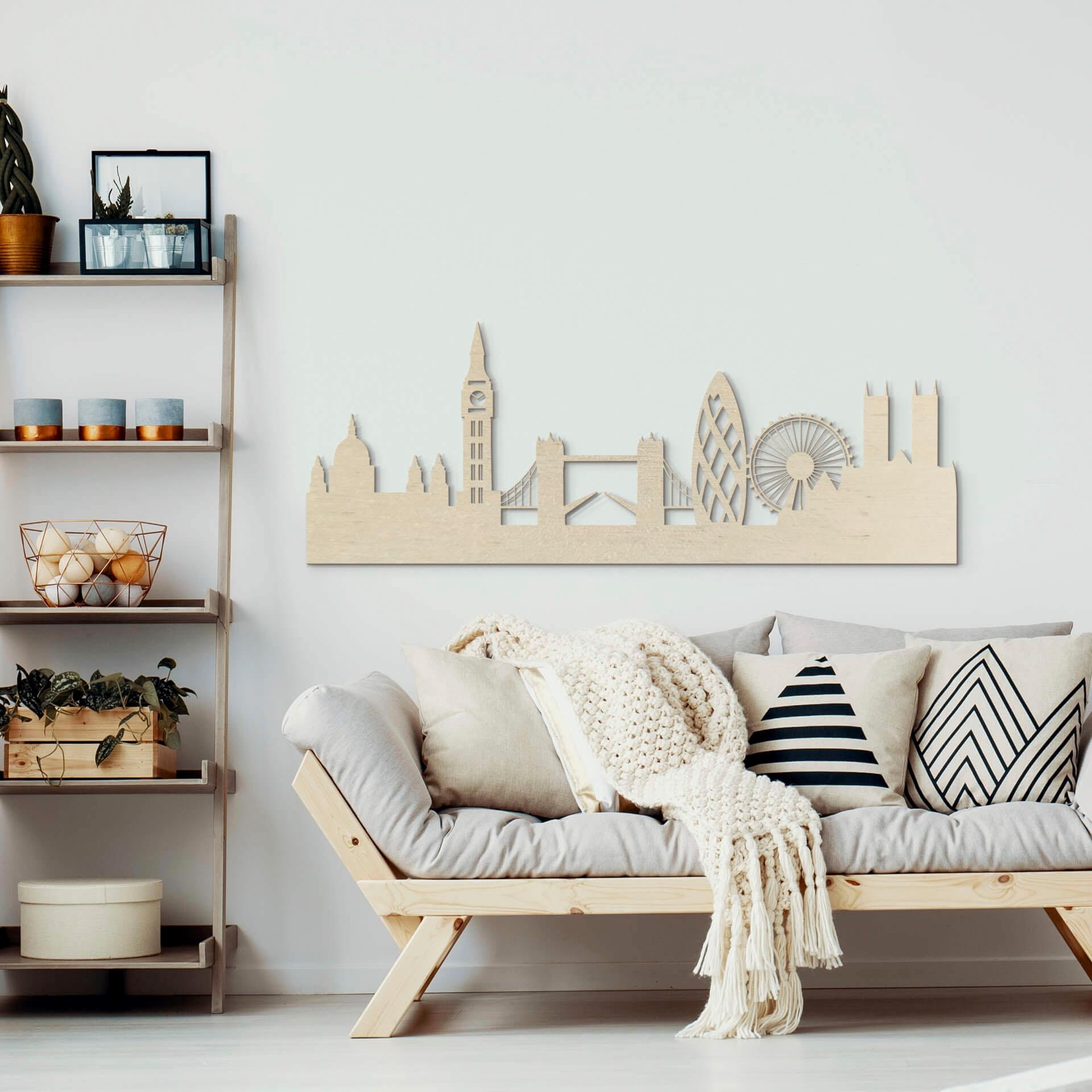 Wall-Art Furnier Skyline - bequem kaufen Wanddekoobjekt »Pappel London«