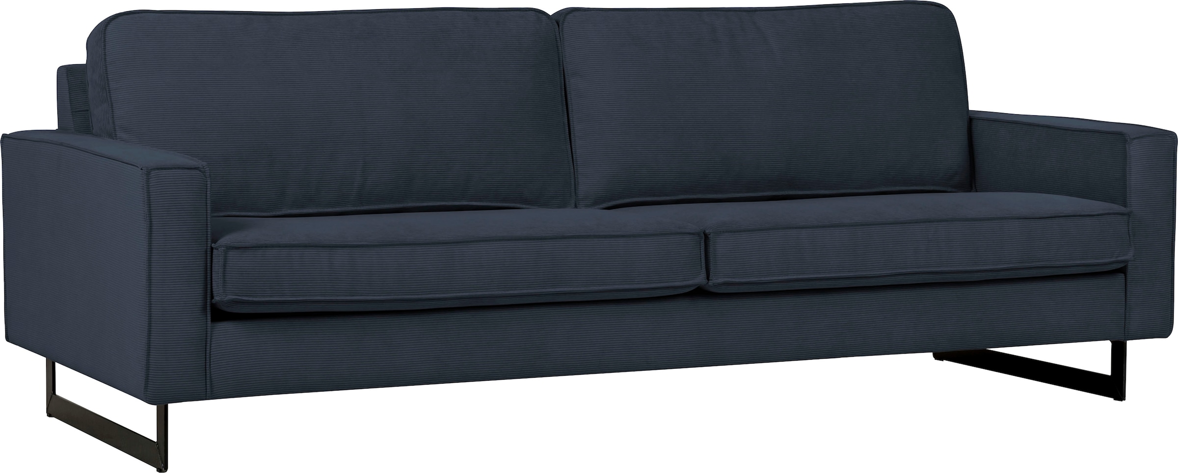 Places of Style 3-Sitzer »Maxi-Ausführung Pinto, 236 cm, Cord, Chenille, Lederoptik«, mit Keder, schwarze Metallfüße, Wellenunterfederung
