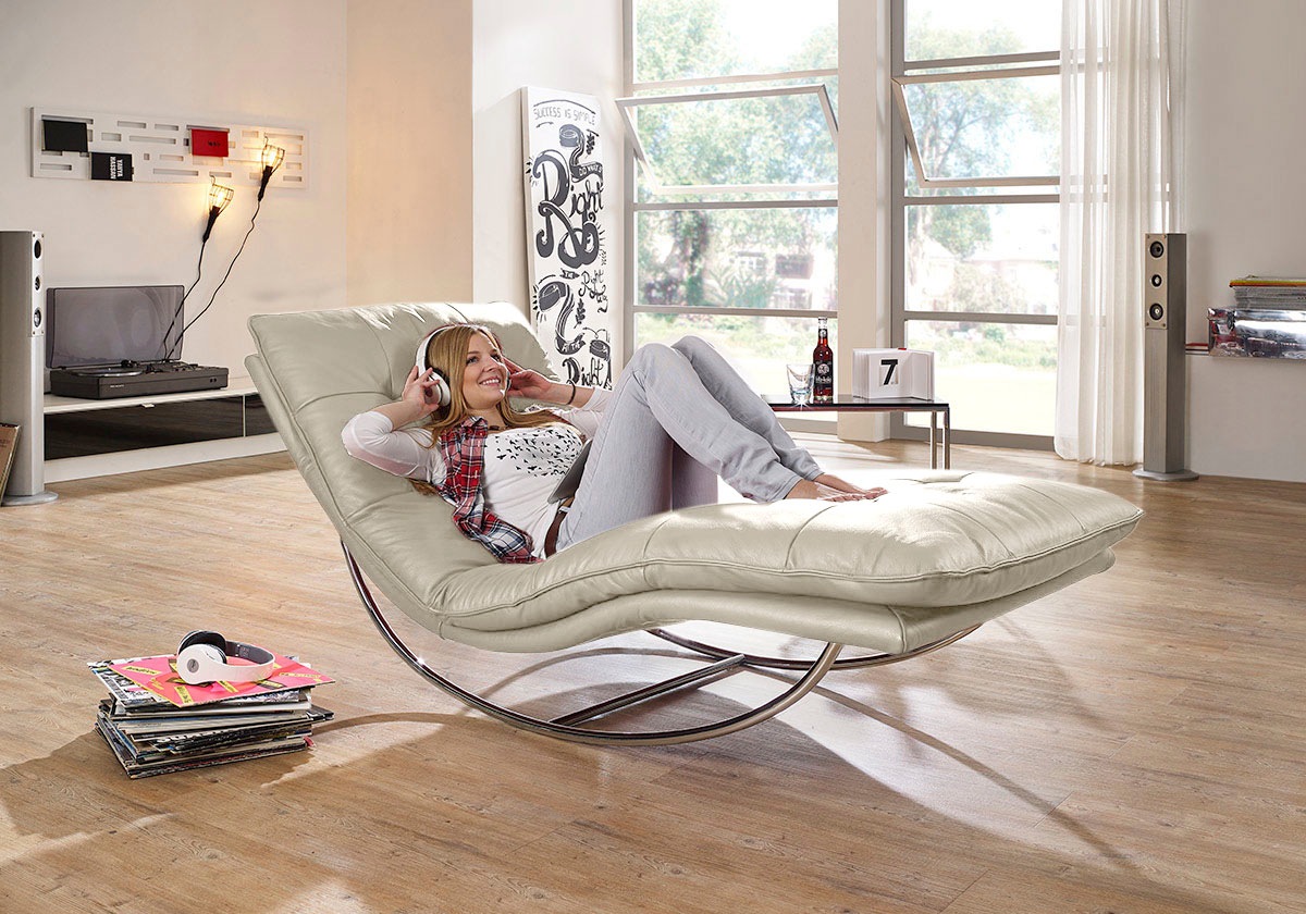 W.SCHILLIG Relaxliege »daily dreams«, in Waffelkissen-Optik, Schaukelgestell Chrom glänzend, in 2 Breiten