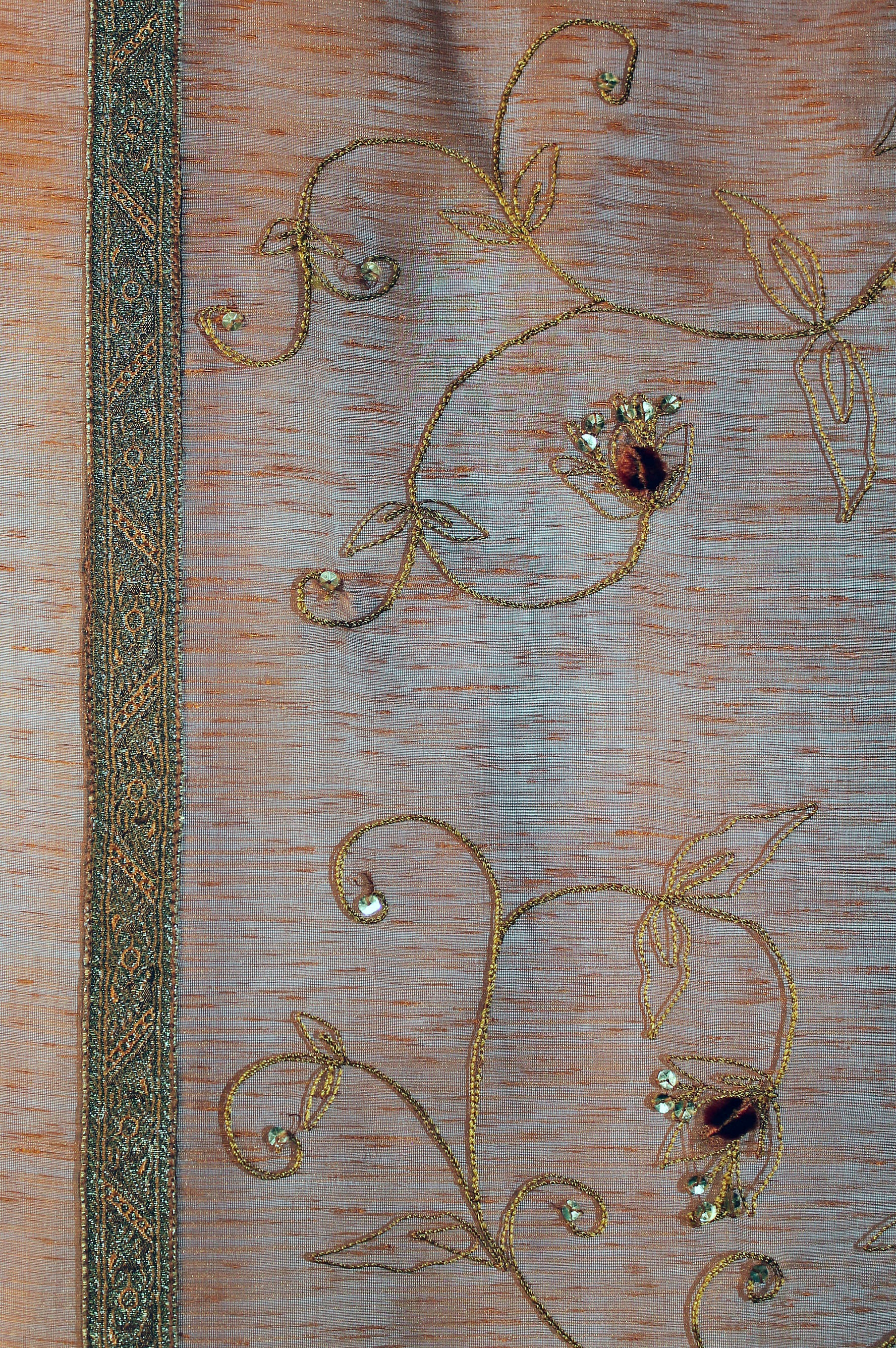 HOSSNER - ART OF HOME DECO Gardine »Zugersee«, (1 St.), Schlaufenschal m. Brokat-Bodüren