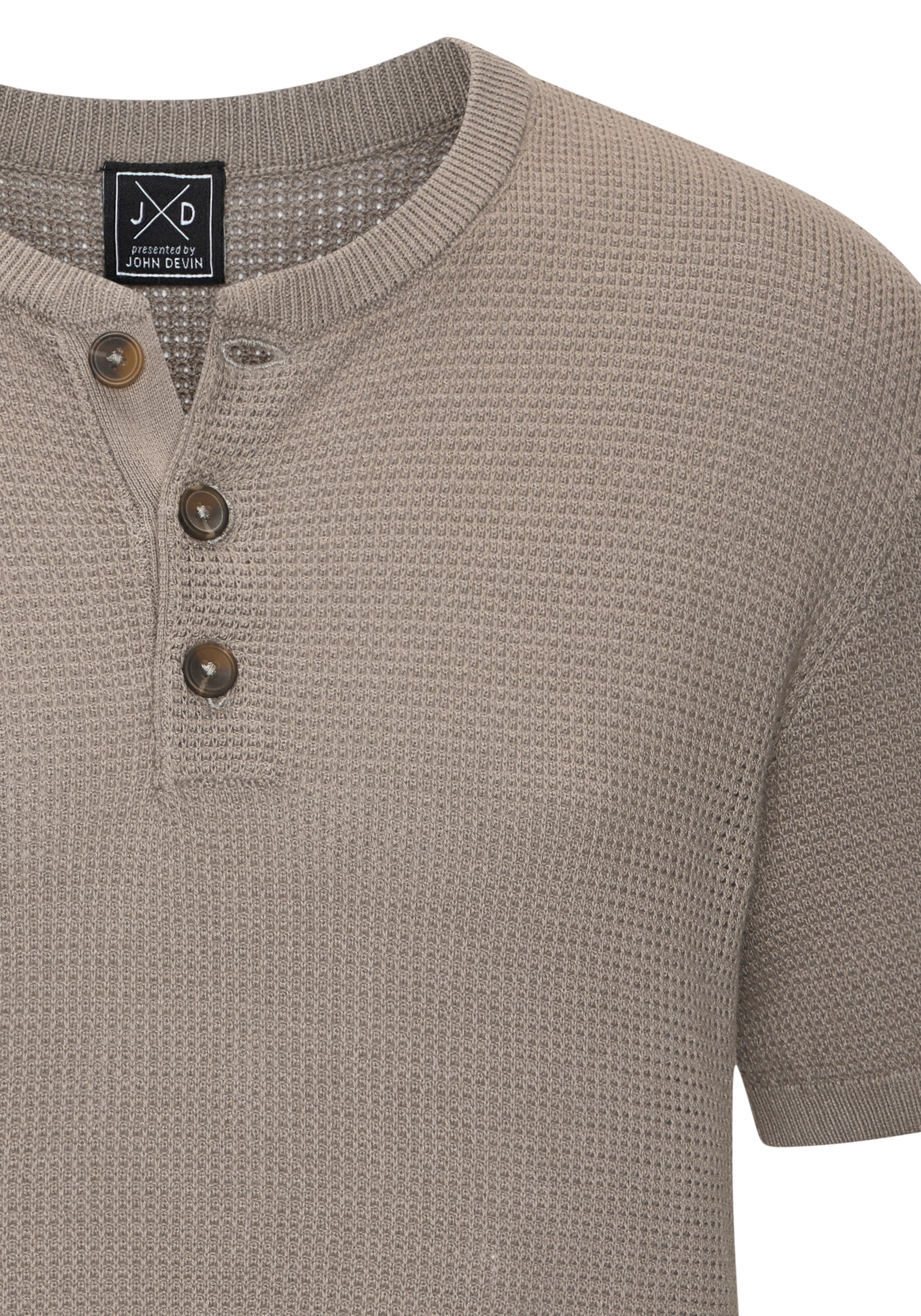 John Devin Kurzarmshirt »- Strickshirt - Henleyshirt« Rundhalsausschnitt mit kleiner Knopfleiste