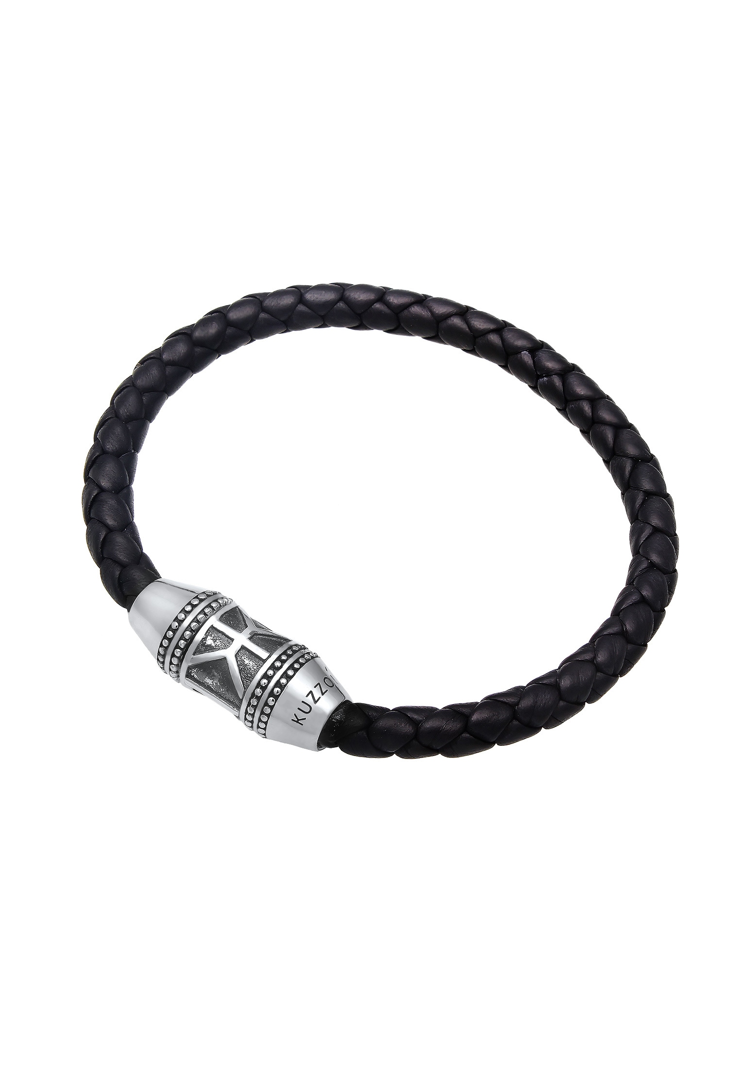 Kuzzoi Lederarmband »Armband Herren Leder Logo Magnet-Verschluß 925 Silber«