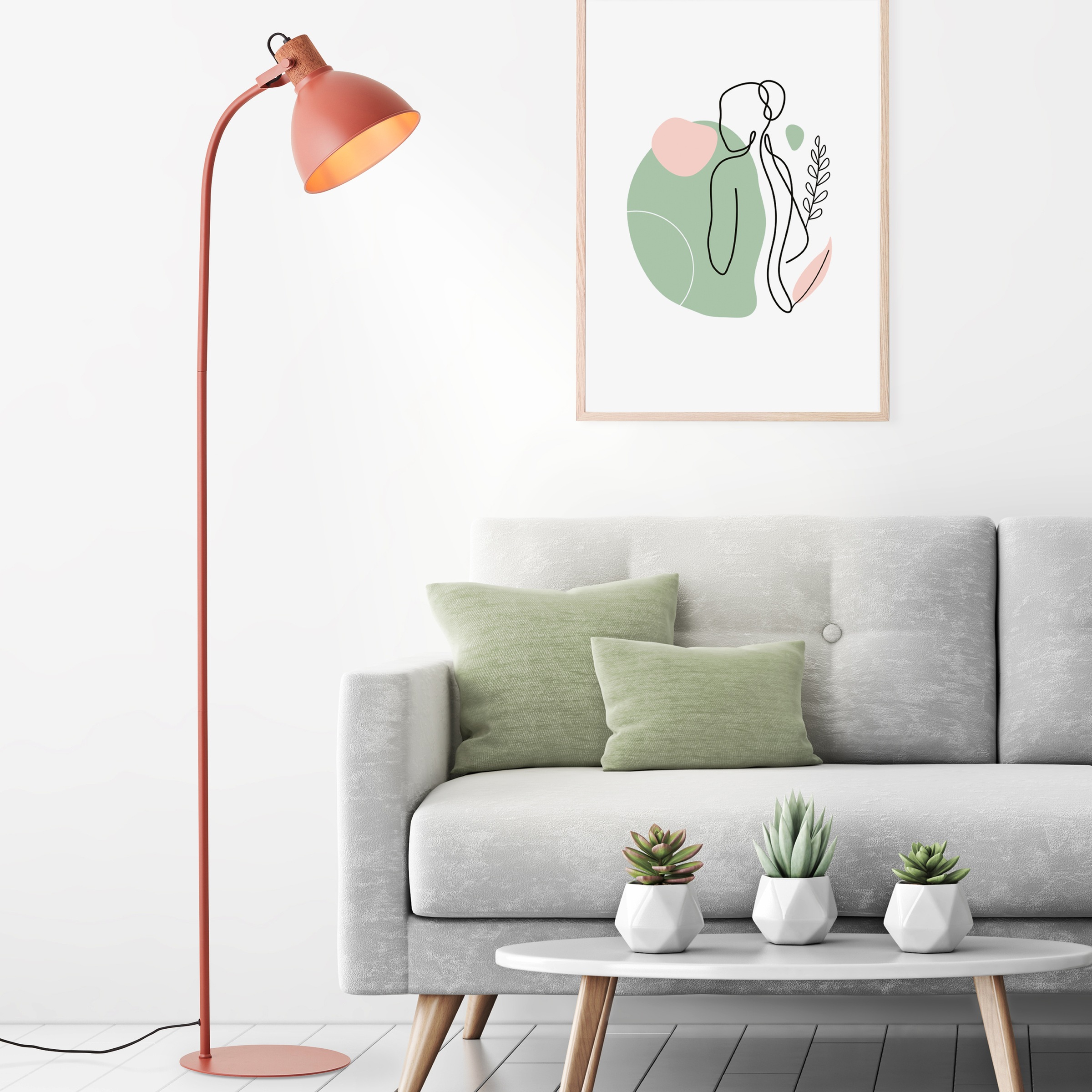 Brilliant Stehlampe »Erena«, 1 flammig-flammig, Höhe 150 cm, E27, Metall/Holz, rot